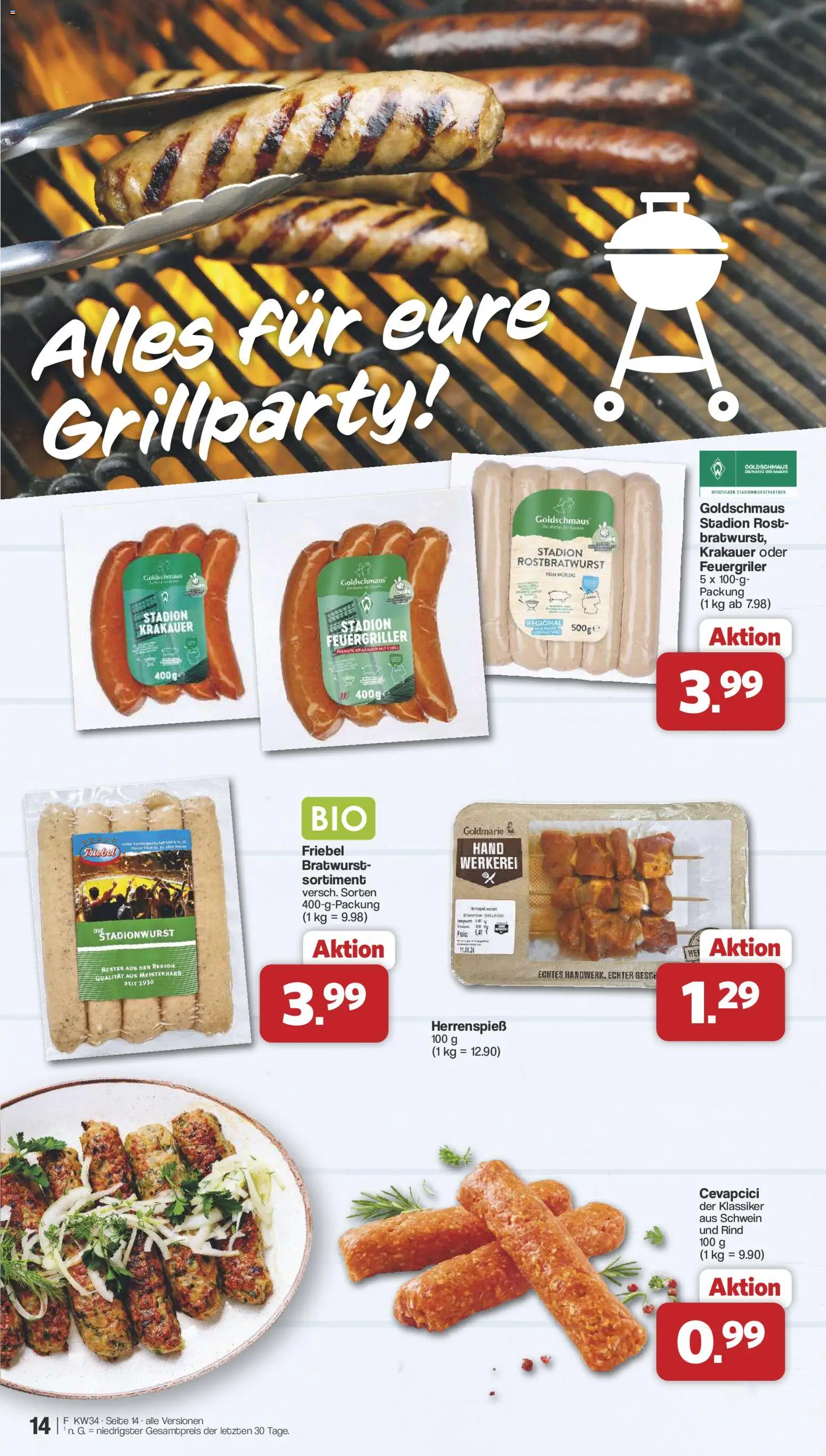 Famila Nordwest Prospekt – gültig ab 17.08.2026 | Seite: 14 | Produkte: Bratwurst, Cevapcici