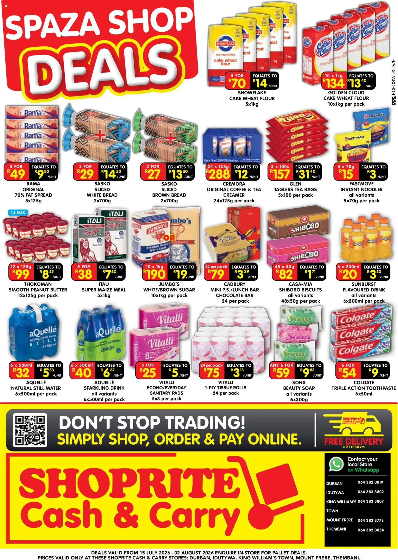 New Shoprite catalogue – valid from 15/07/2026 | Page: 1 | Products: Maize meal, Butter, Biscuits, Chocolate