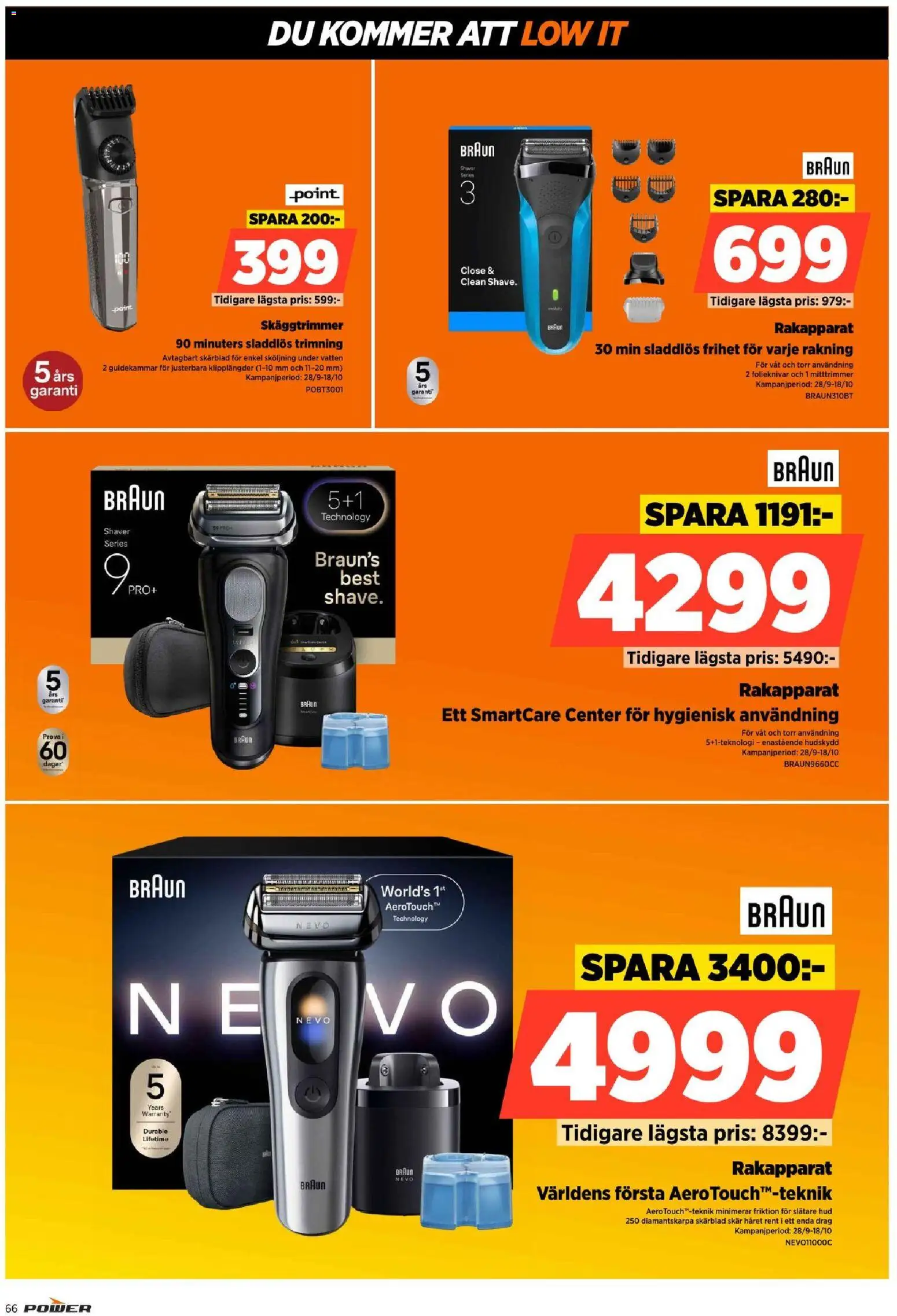 Power reklamblad aktuell från 12/10/2026 | Sida: 66 | Produkter: Rakapparat, Vatten, Skäggtrimmer