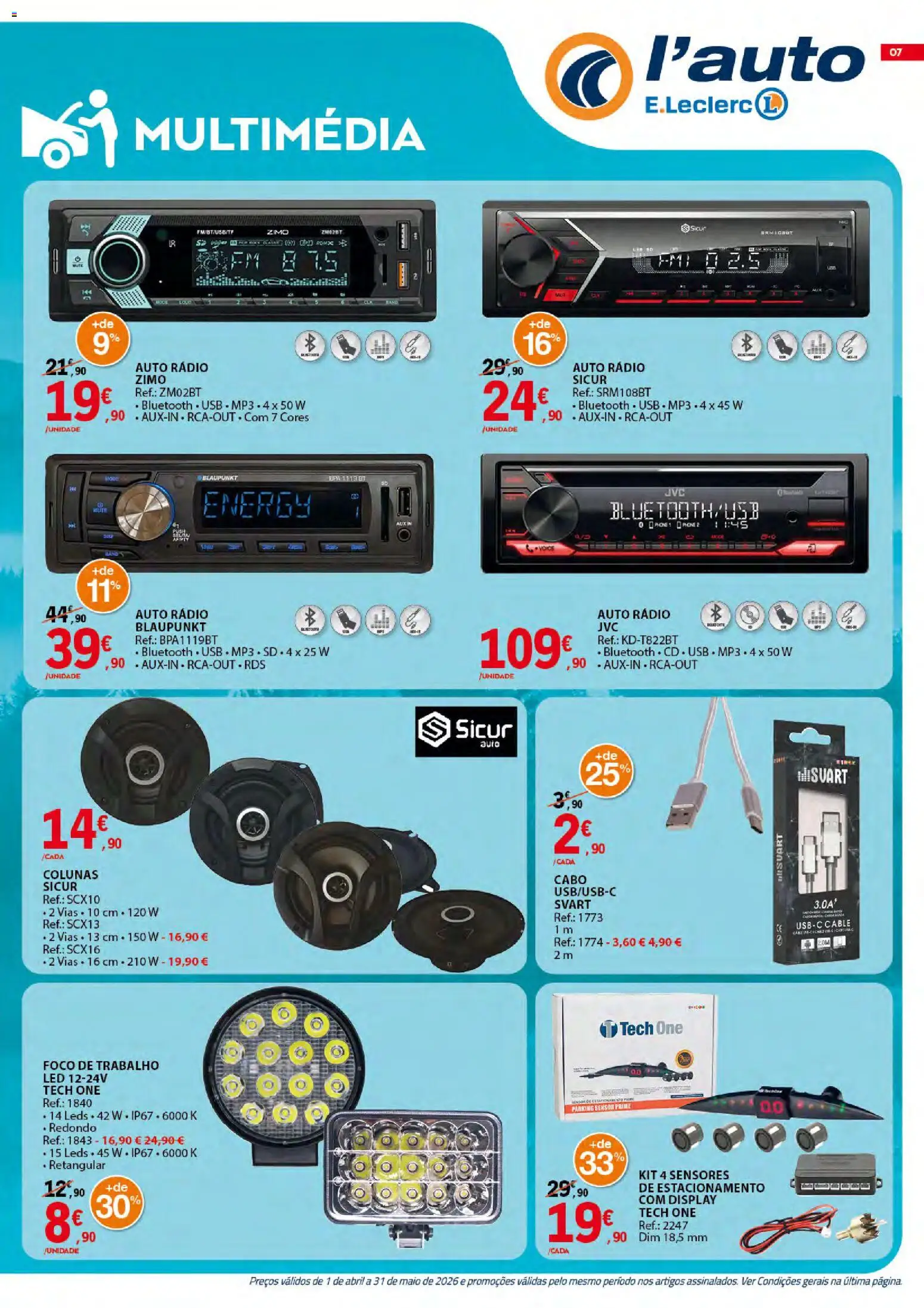 E.Leclerc folheto Auto │ válido de 01.04.2026 | Página: 7 | Produtos: Rádio, MP3, Cabo, USB