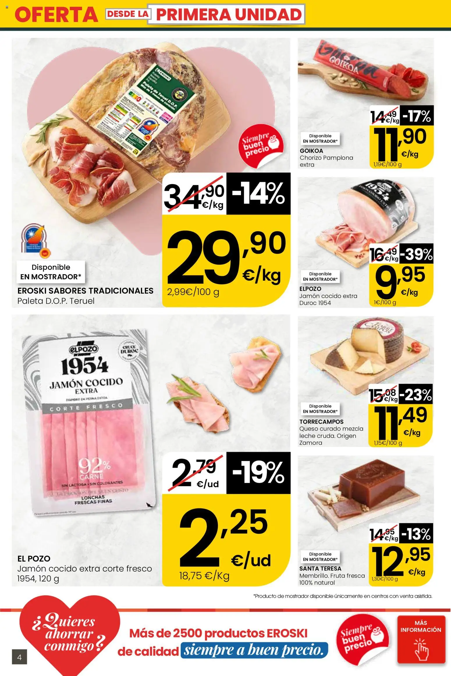 Eroski Quieres ahorrar conmigo │ válido desde el 30.04.2026 | Página: 4 | Productos: Leche, Queso, Jamón, Jamón cocido