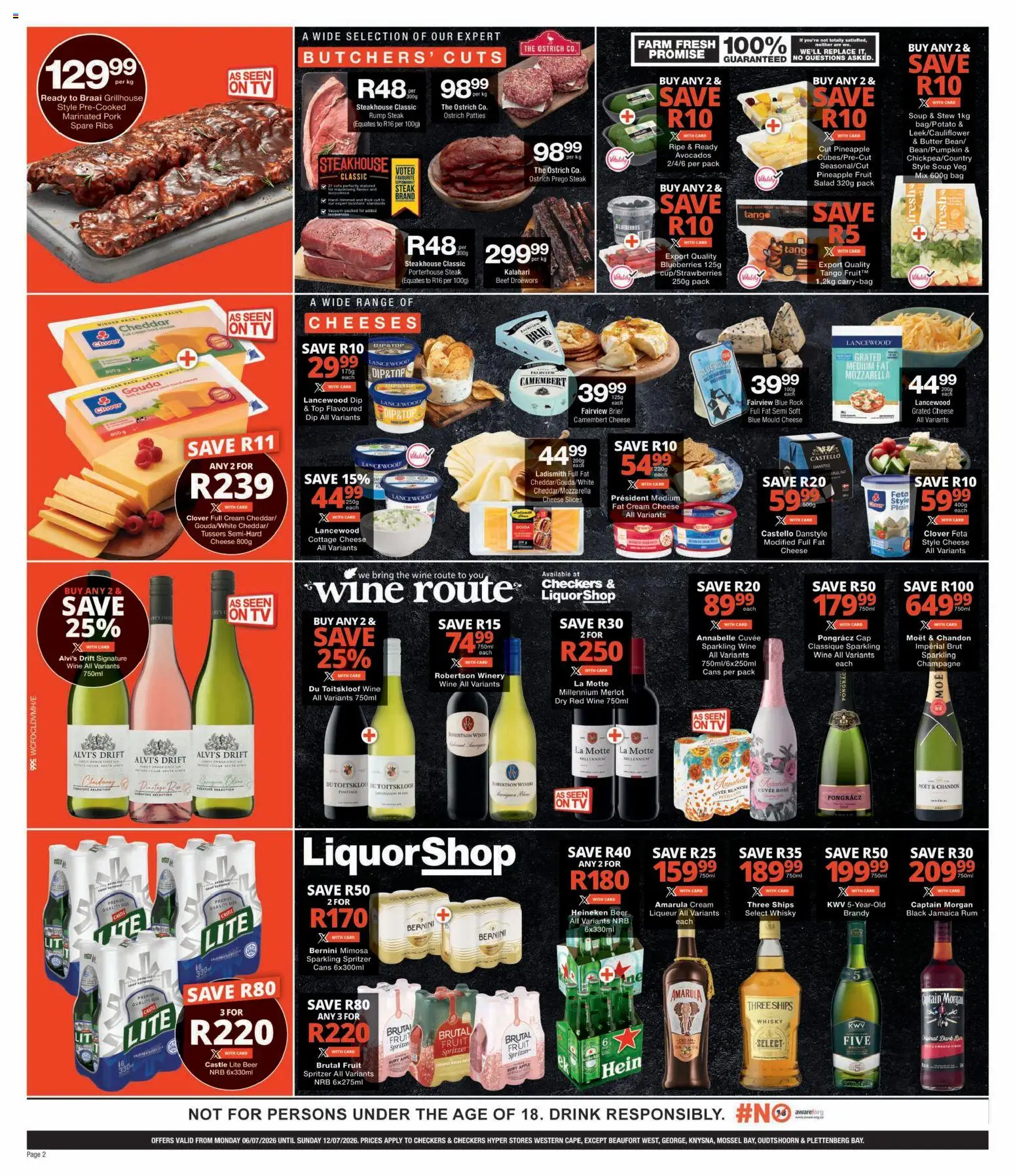 New Checkers catalogue – valid from 06/07/2026 | Page: 2 | Products: Steak, Brandy, Wine, Cream
