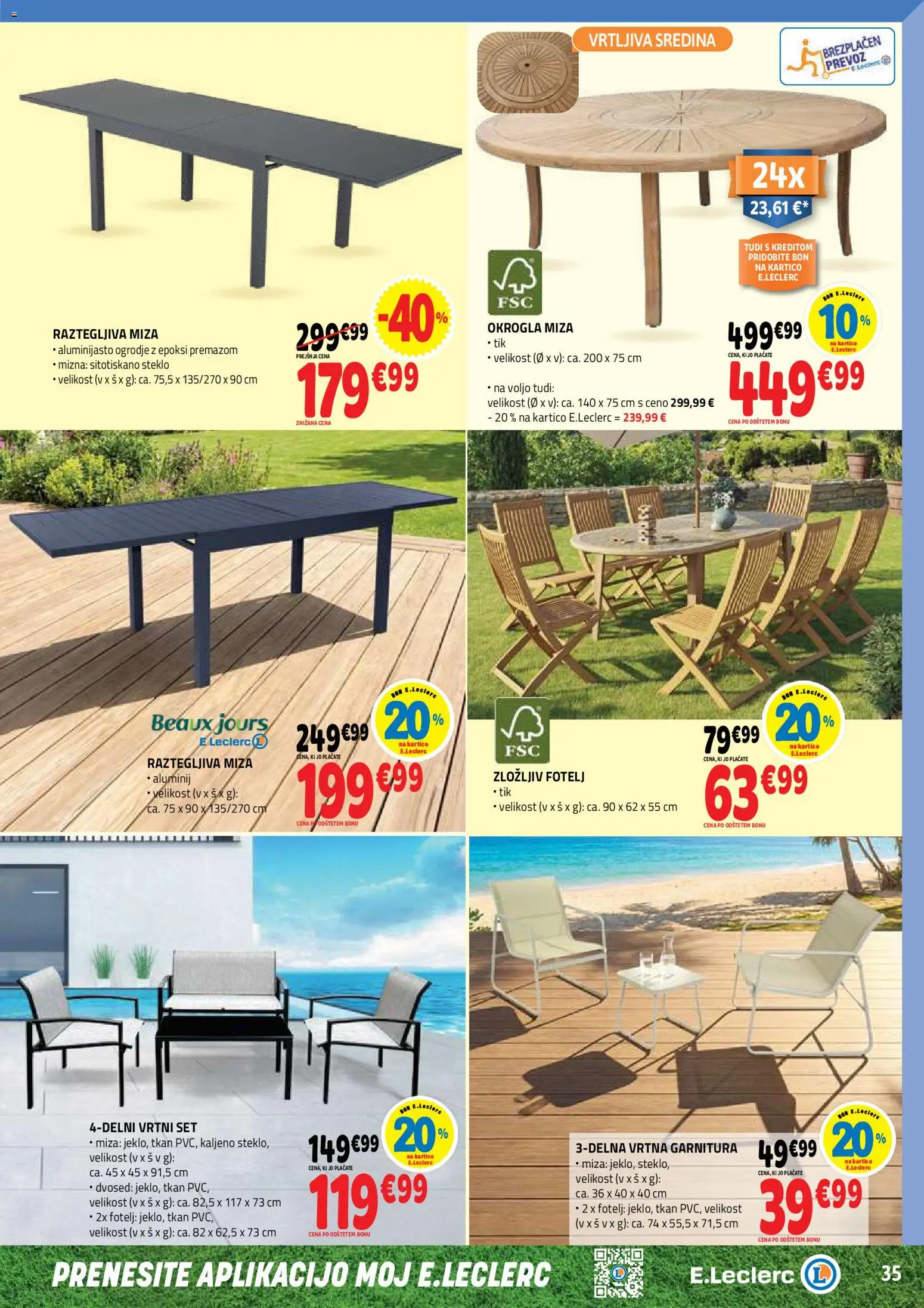 Novi E.leclerc katalog ponudbe – veljaven od 17.06.2026 | Stran: 35 | Izdelki: Vrtna garnitura, Dvosed, Fotelj, Miza