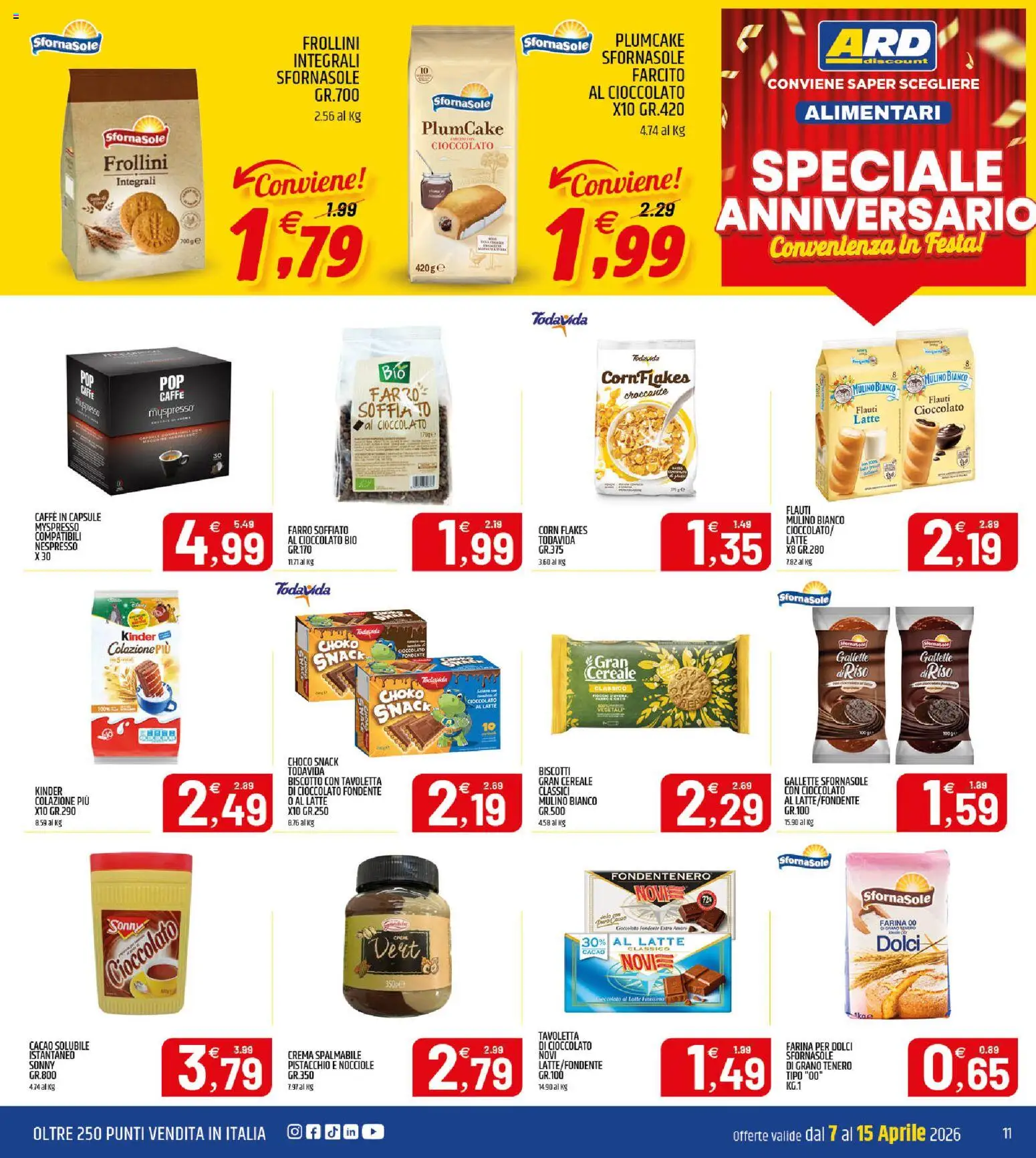 Volantino ARD Discount del 07.04.2026 | Pagina: 11 | Prodotti: Latte, Nocciole, Plumcake, Cacao