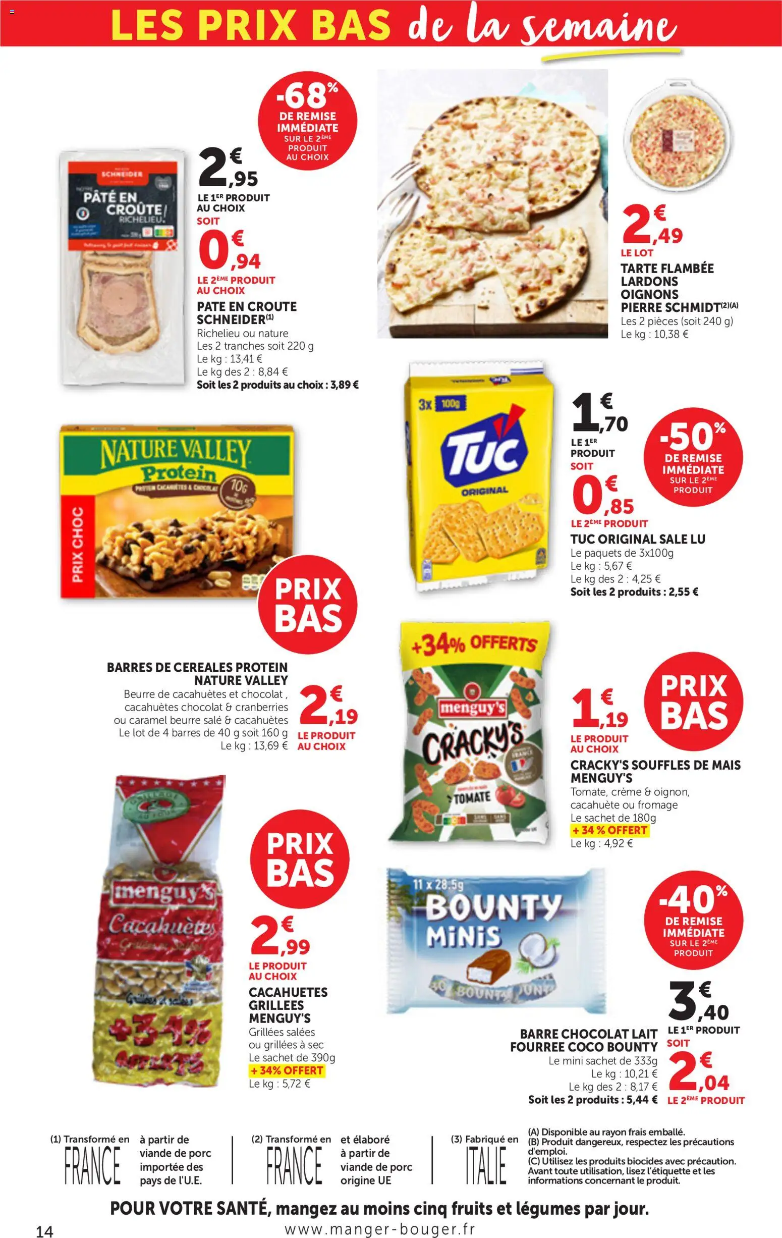 {H1} | Page: 14 | Produits: Beurre de cacahuètes, Lait, Porc, Oignons