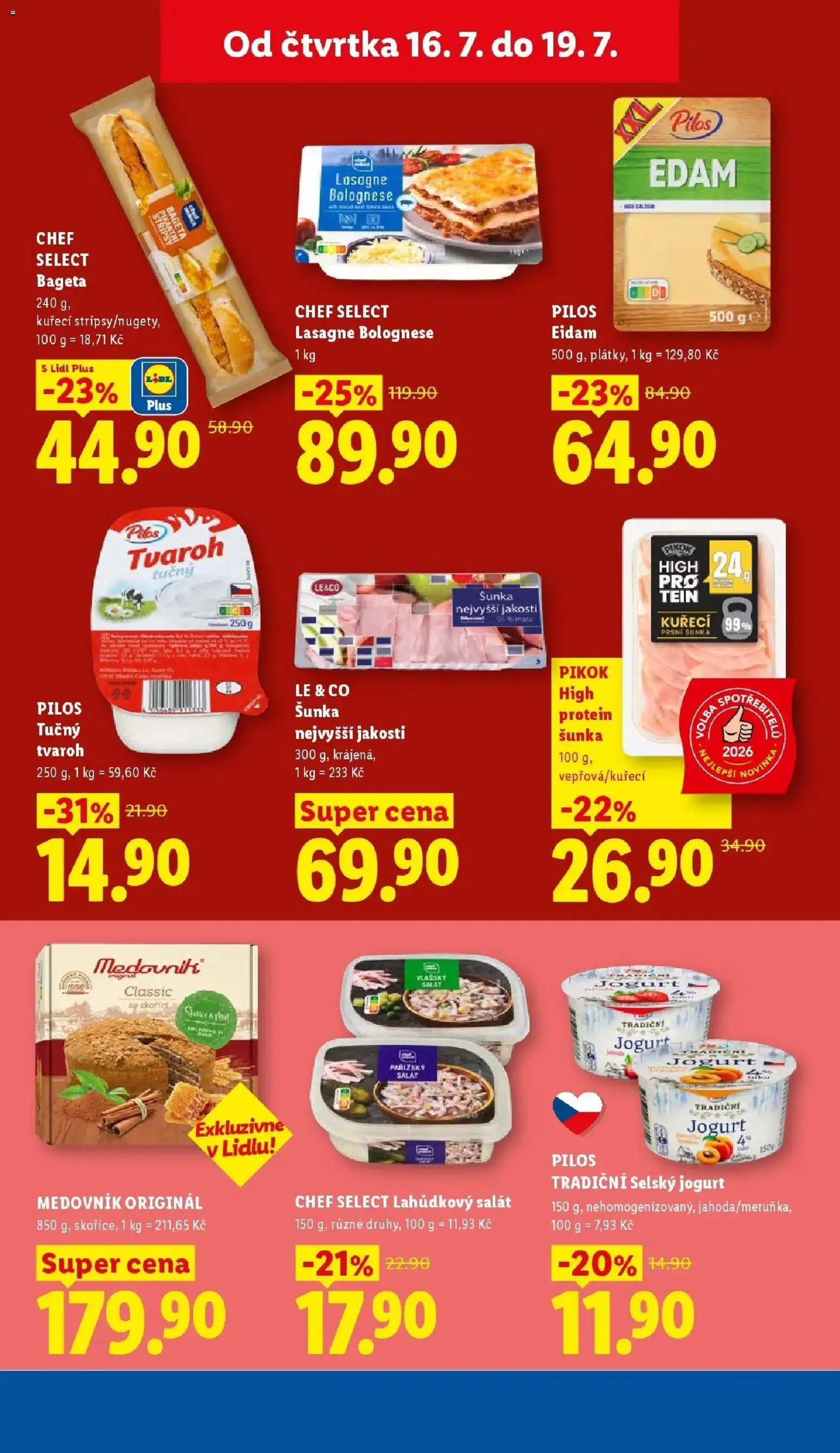 Lidl aktuální leták od 16.07.2026 | Strana: 19 | Produkty: Tvaroh, Eidam, Bageta, Lasagne