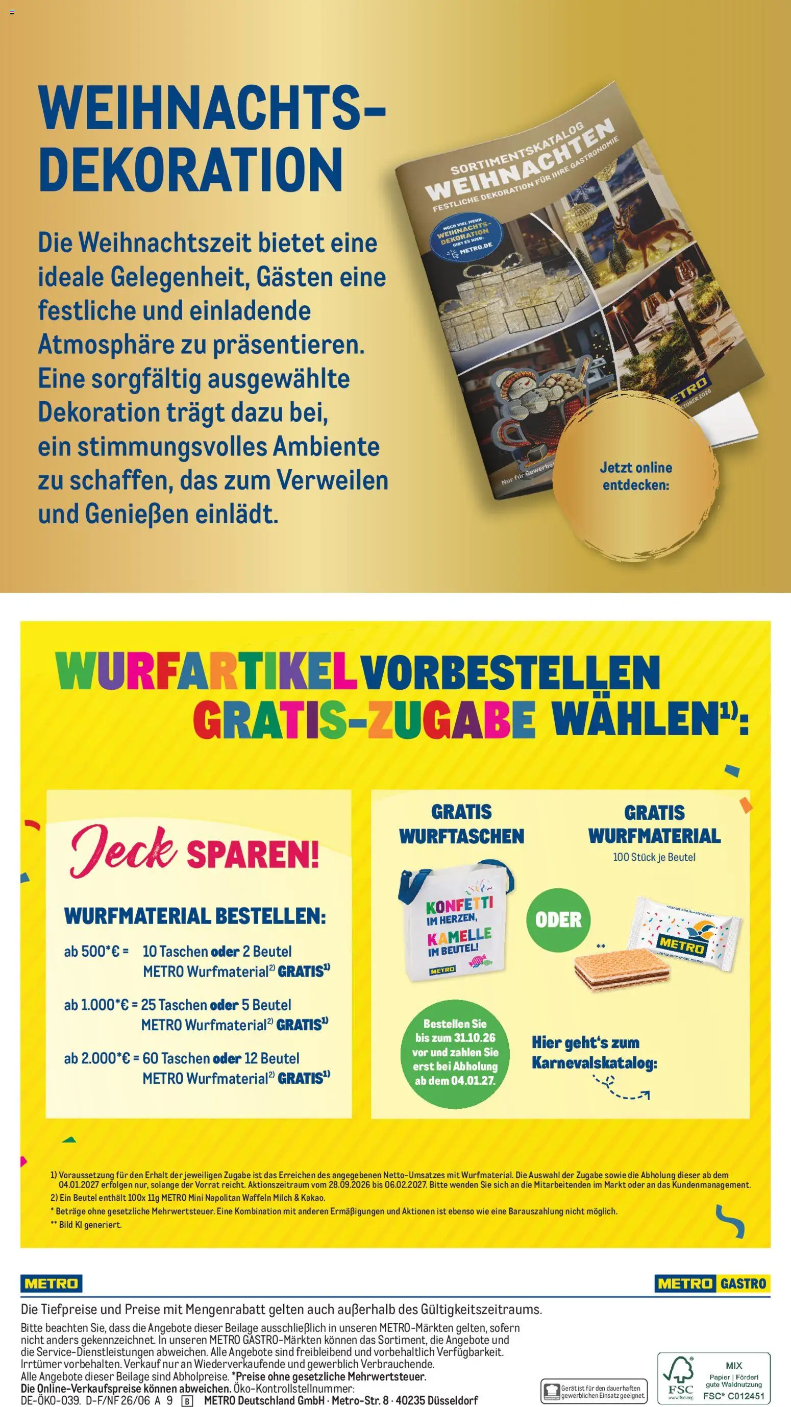 Metro Monats-Menü – gültig ab 01.10.2026 | Seite: 43 | Produkte: Milch, Taschen, Waffeln