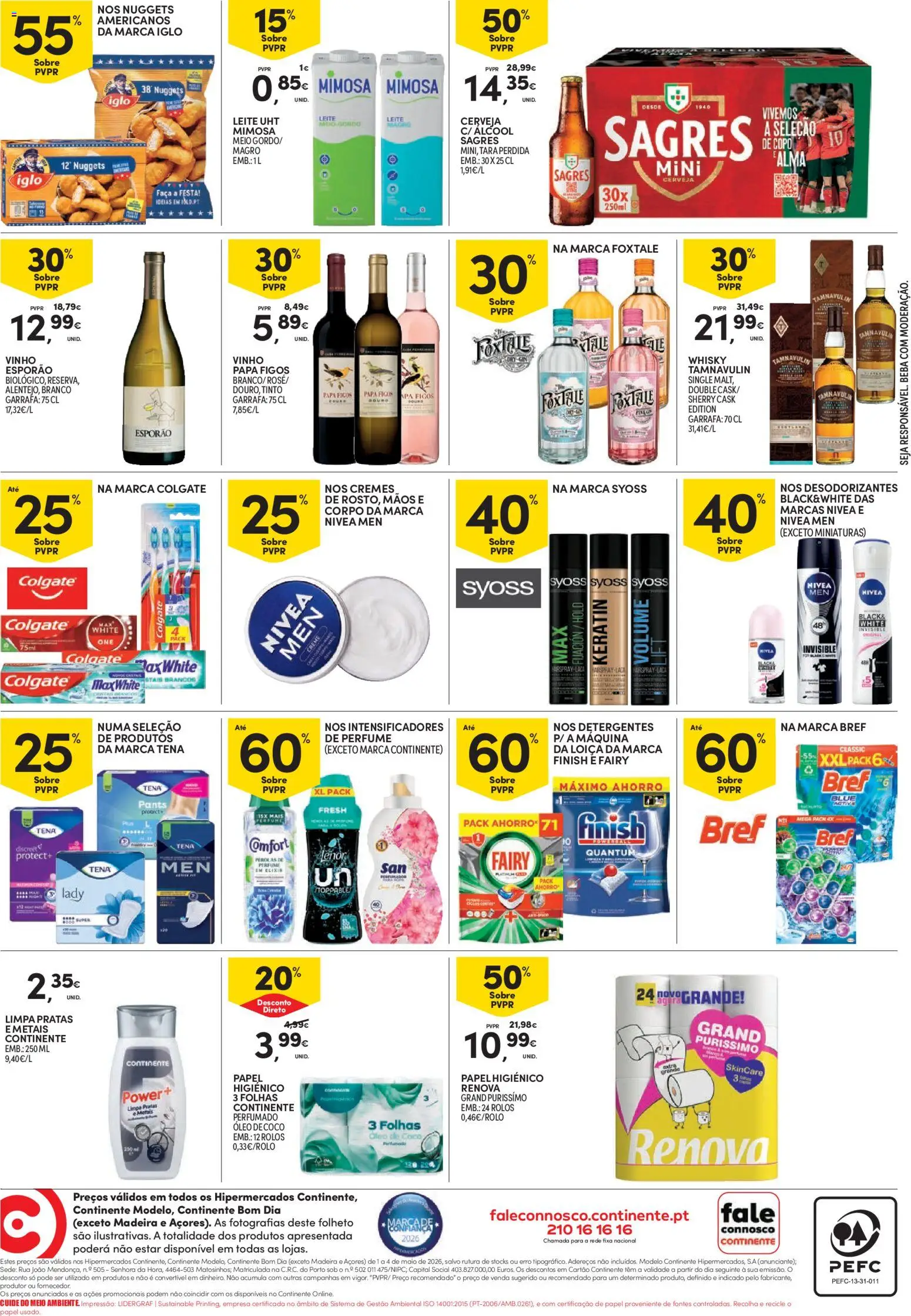 Continente Fim de Semana à Continente │ válido de 01.05.2026 | Página: 4 | Produtos: Faca, Papel higiénico, Vinho, Cerveja