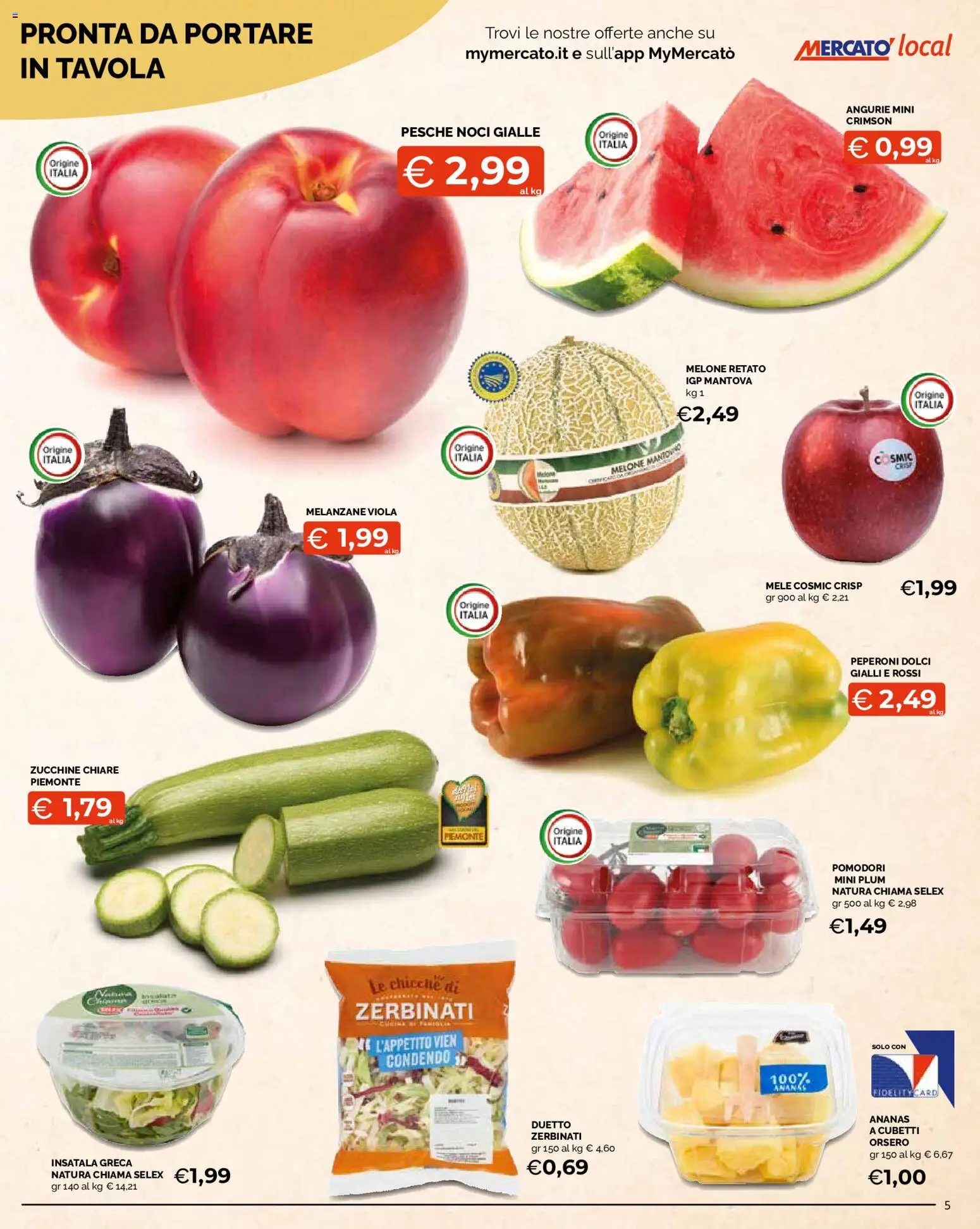 Volantino Mercatò del 18.06.2026 | Pagina: 5 | Prodotti: Mele, Peperoni, Pomodori, Melanzane