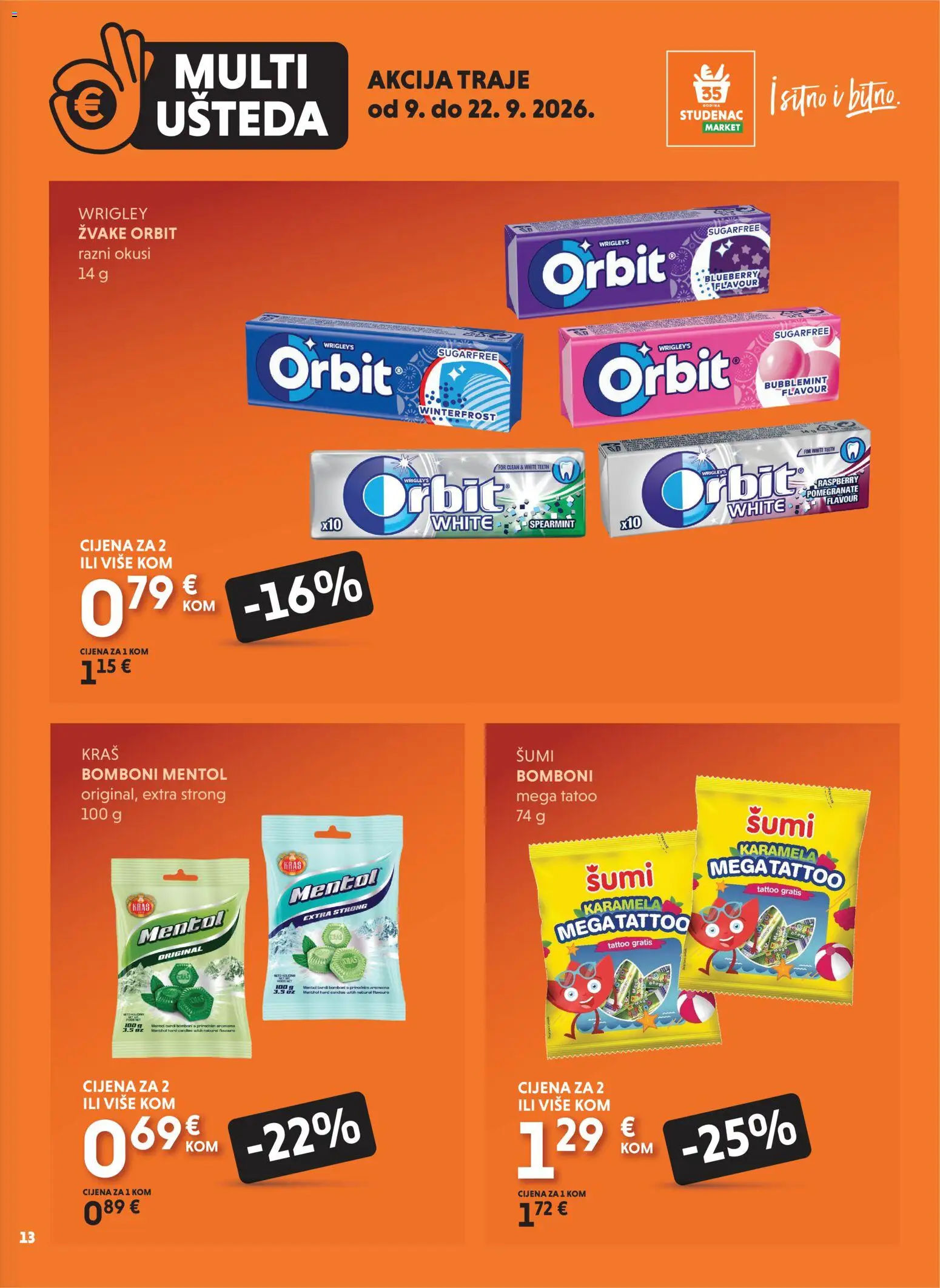 Studenac katalog | vrijedi od 09.09.2026 | Stranica: 13 | Proizvodi: Bomboni, Karamela