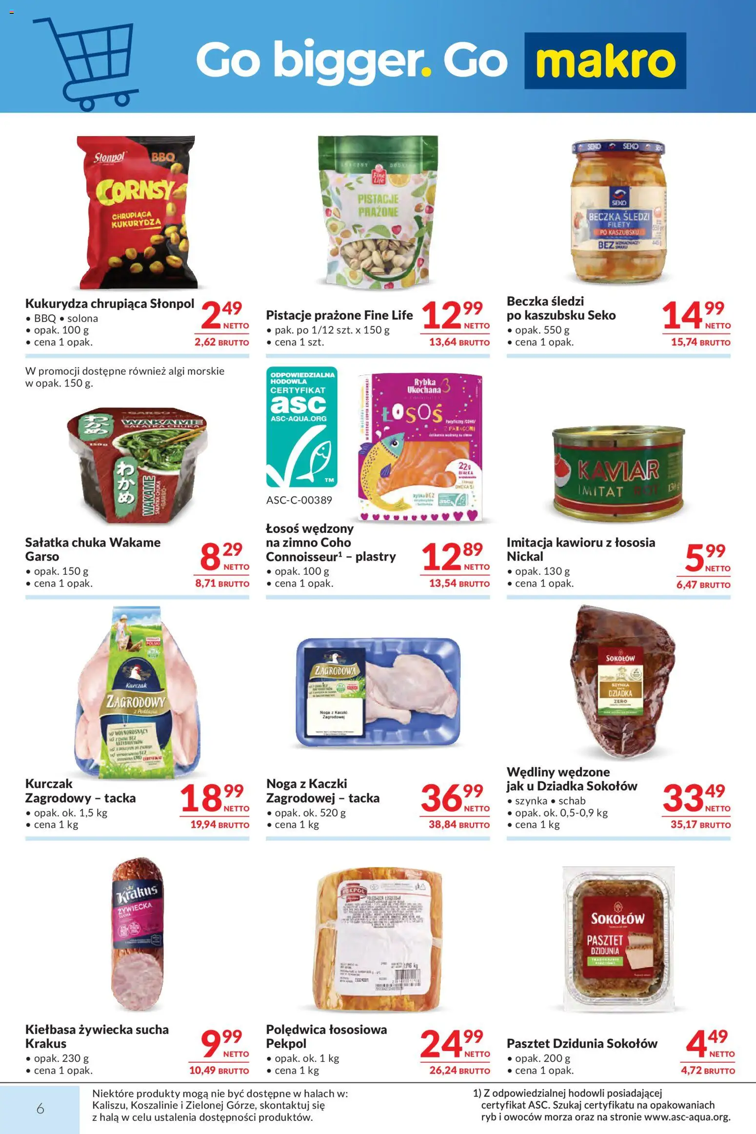 Makro gazetka od 01.09.2026 | Strona: 6 | Produkty: Łosoś wędzony, Pistacje, Noga z kaczki, Sałatka
