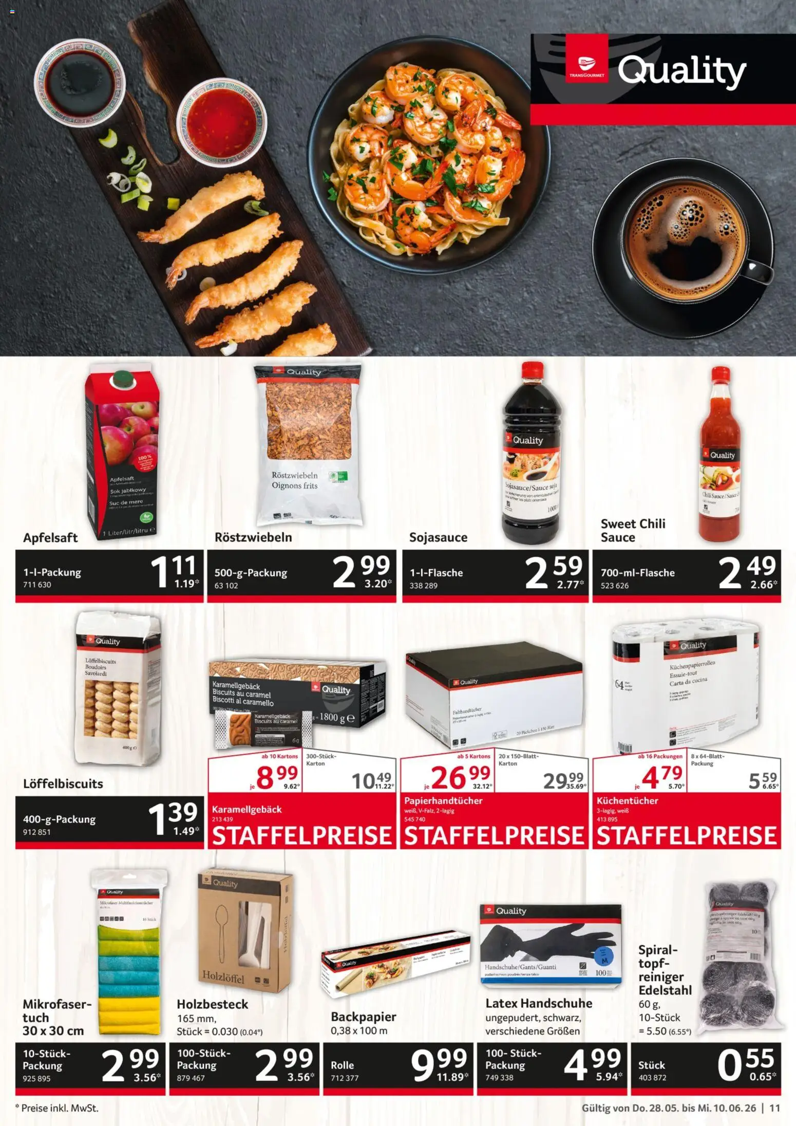 Selgros Gastronomie – gültig ab 28.05.2026 | Seite: 11 | Produkte: Apfelsaft, Chili, Handschuhe