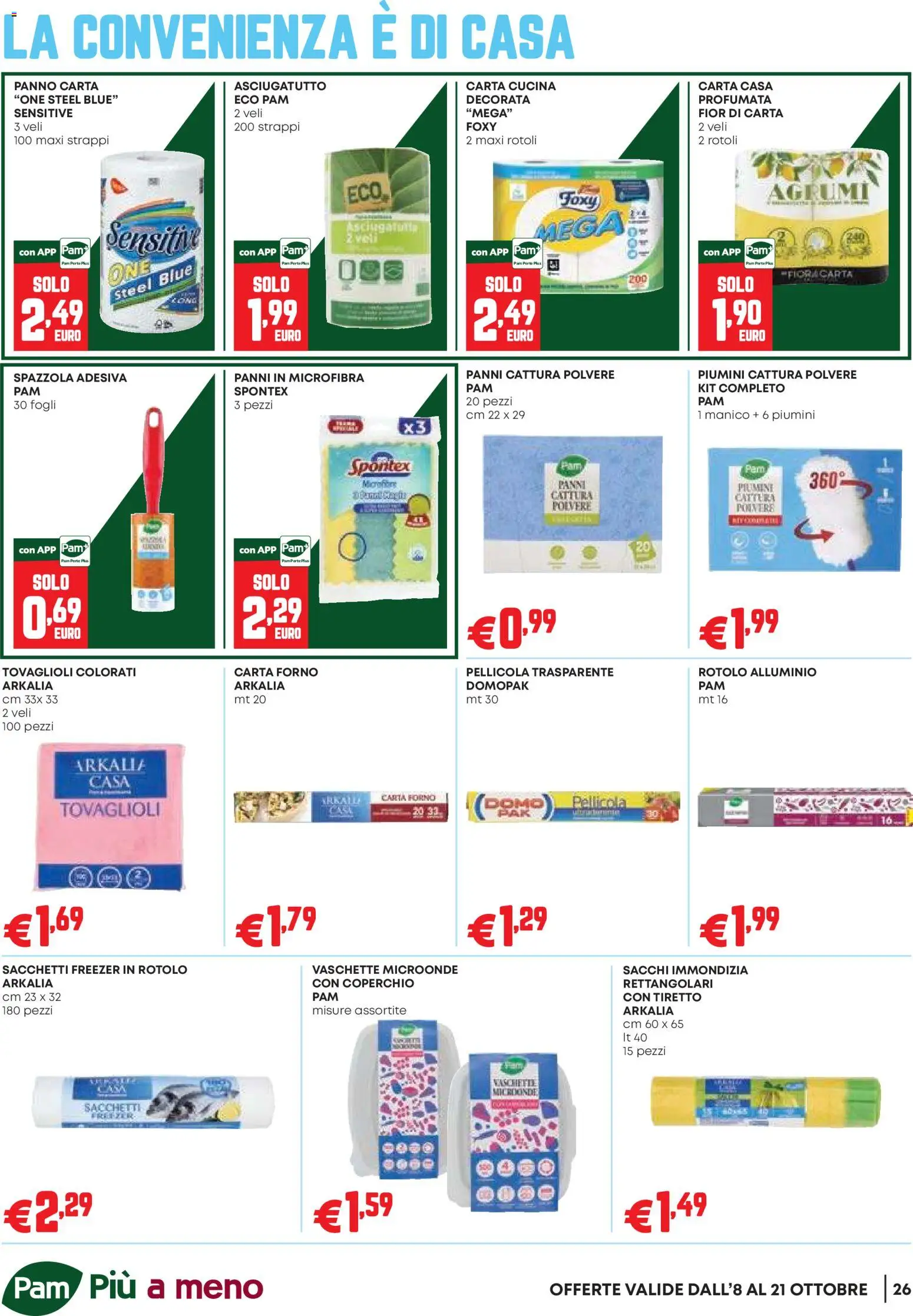 Volantino PAM del 08/10/2026 | Pagina: 26 | Prodotti: Spazzola, Freezer, Asciugatutto, Carta forno