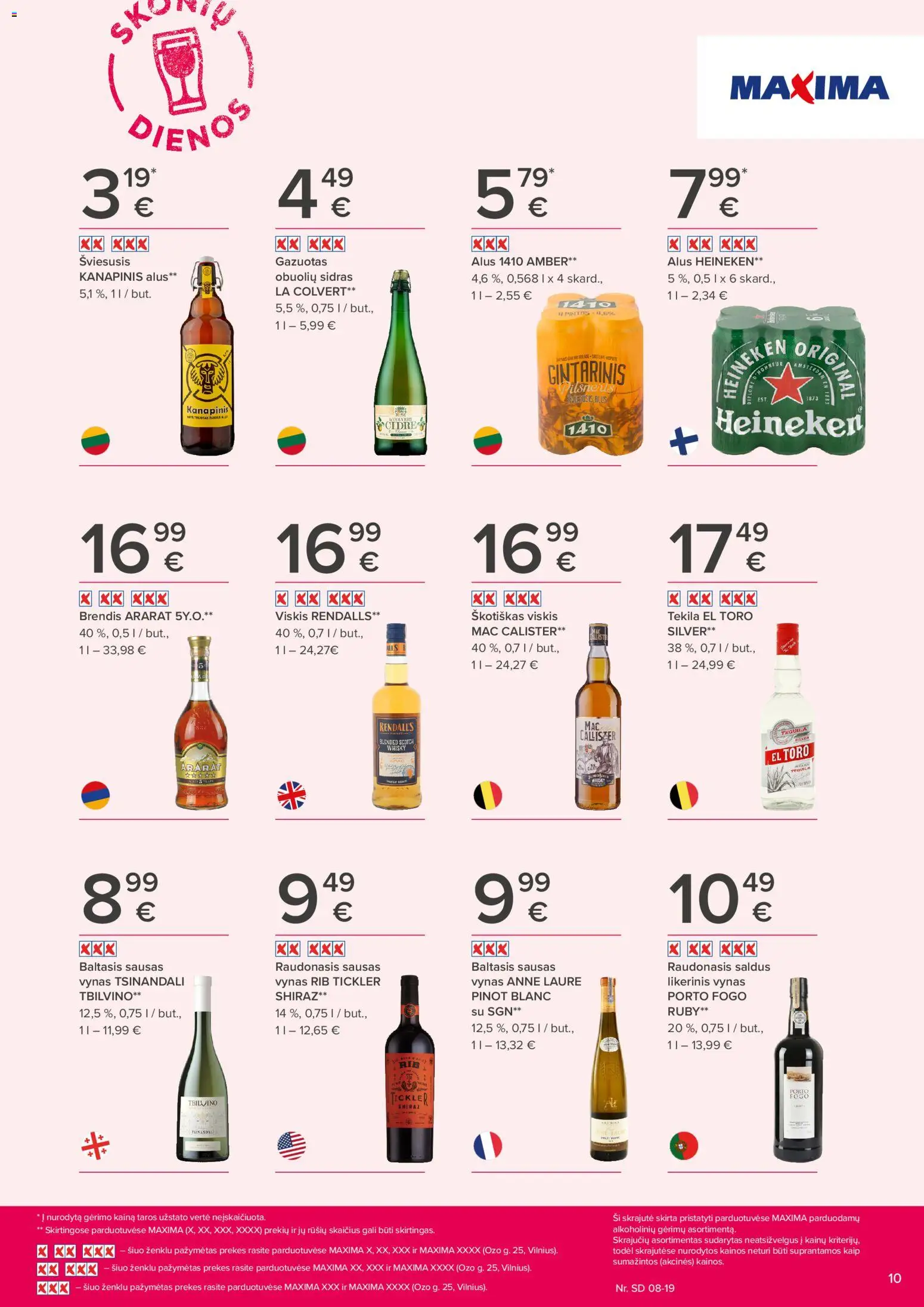 MAXIMA akcijos nuo 2026.08.06 | Puslapis: 10 | Prekių: Viskis, Vynas, Alus