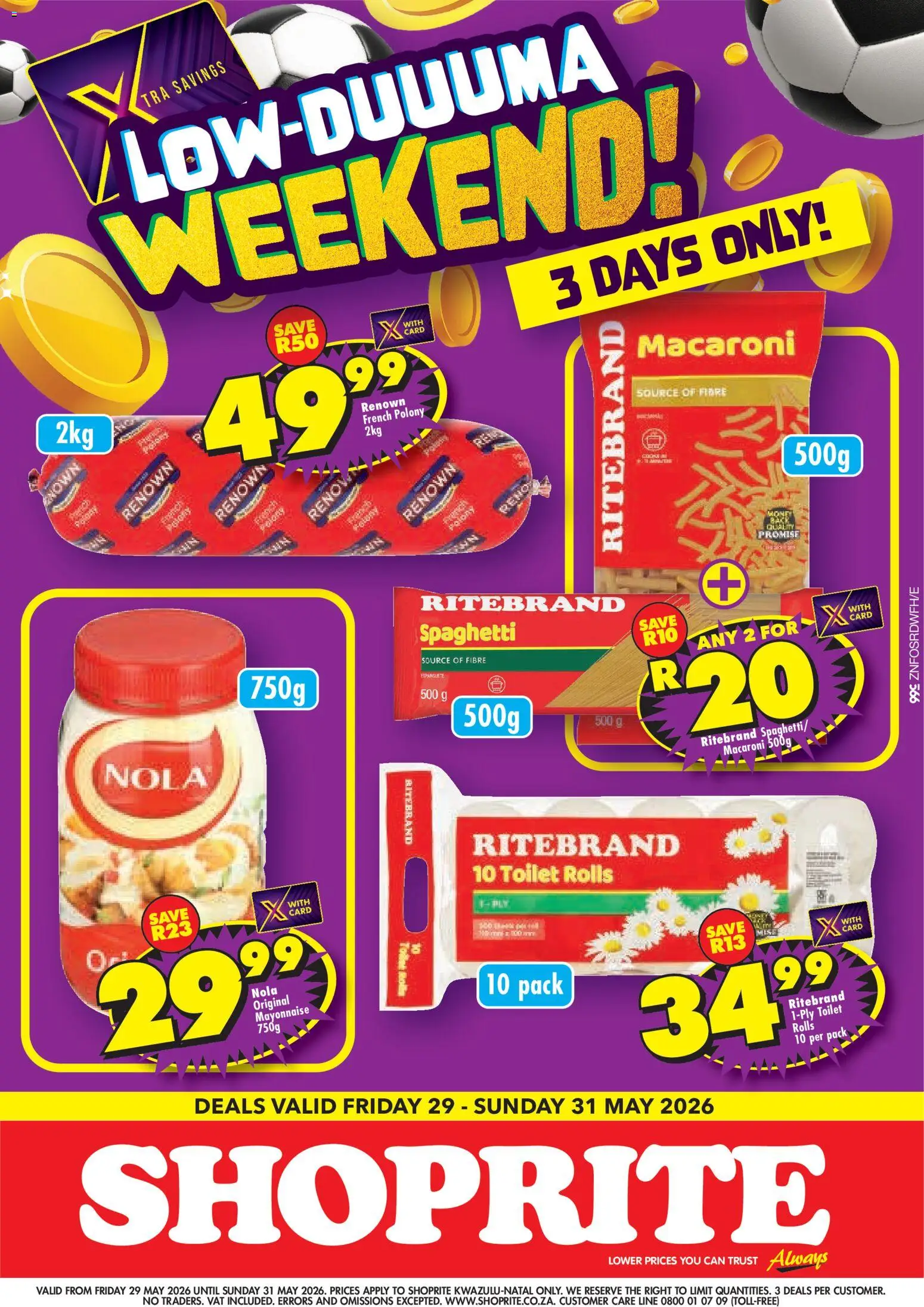 New Shoprite catalogue – valid from 29.05.2026 | Page: 1 | Products: Toilet, Polony, Paper, Mayonnaise