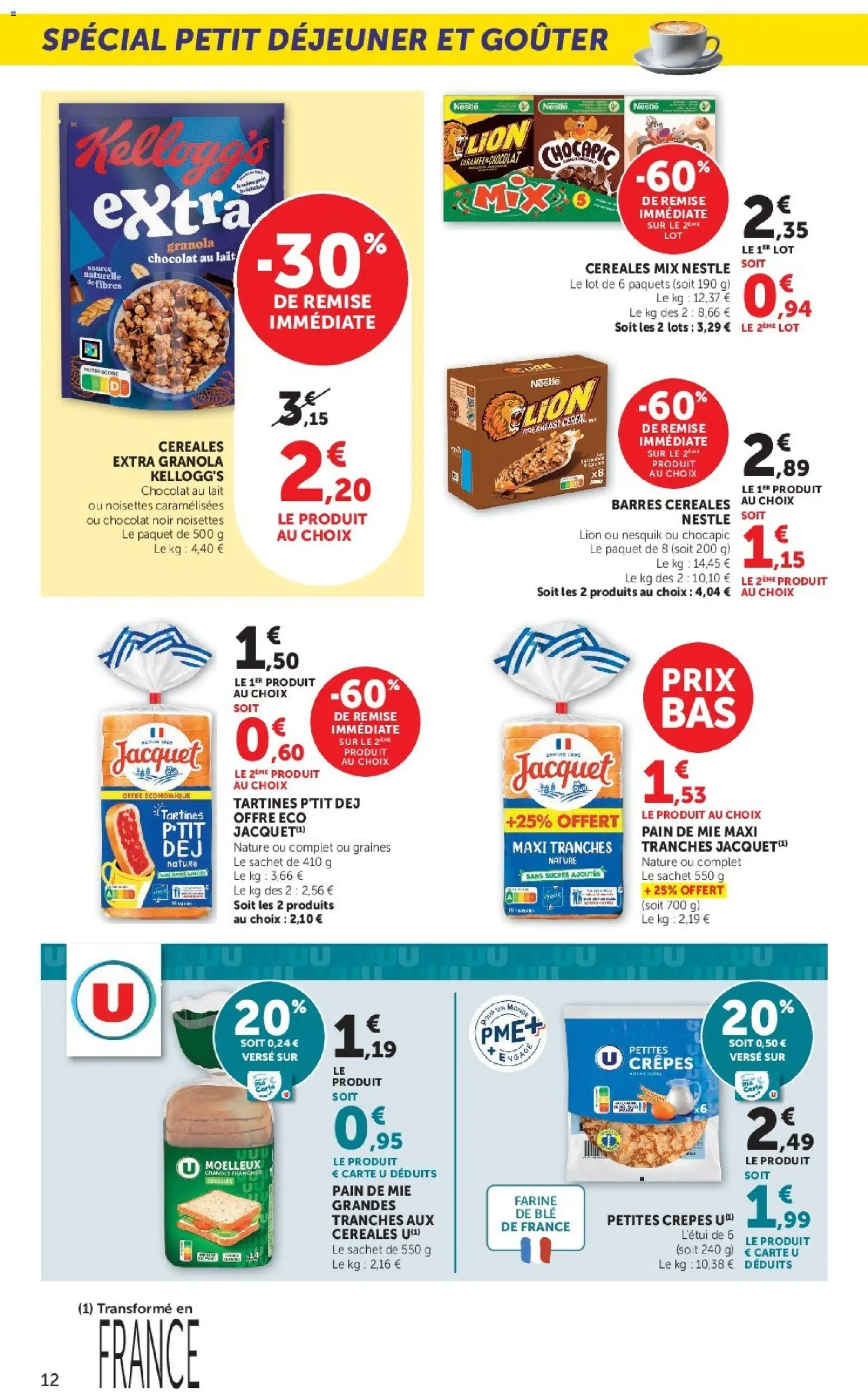 {H1} | Page: 12 | Produits: Tartines, Pain de mie, Blé, Céréales