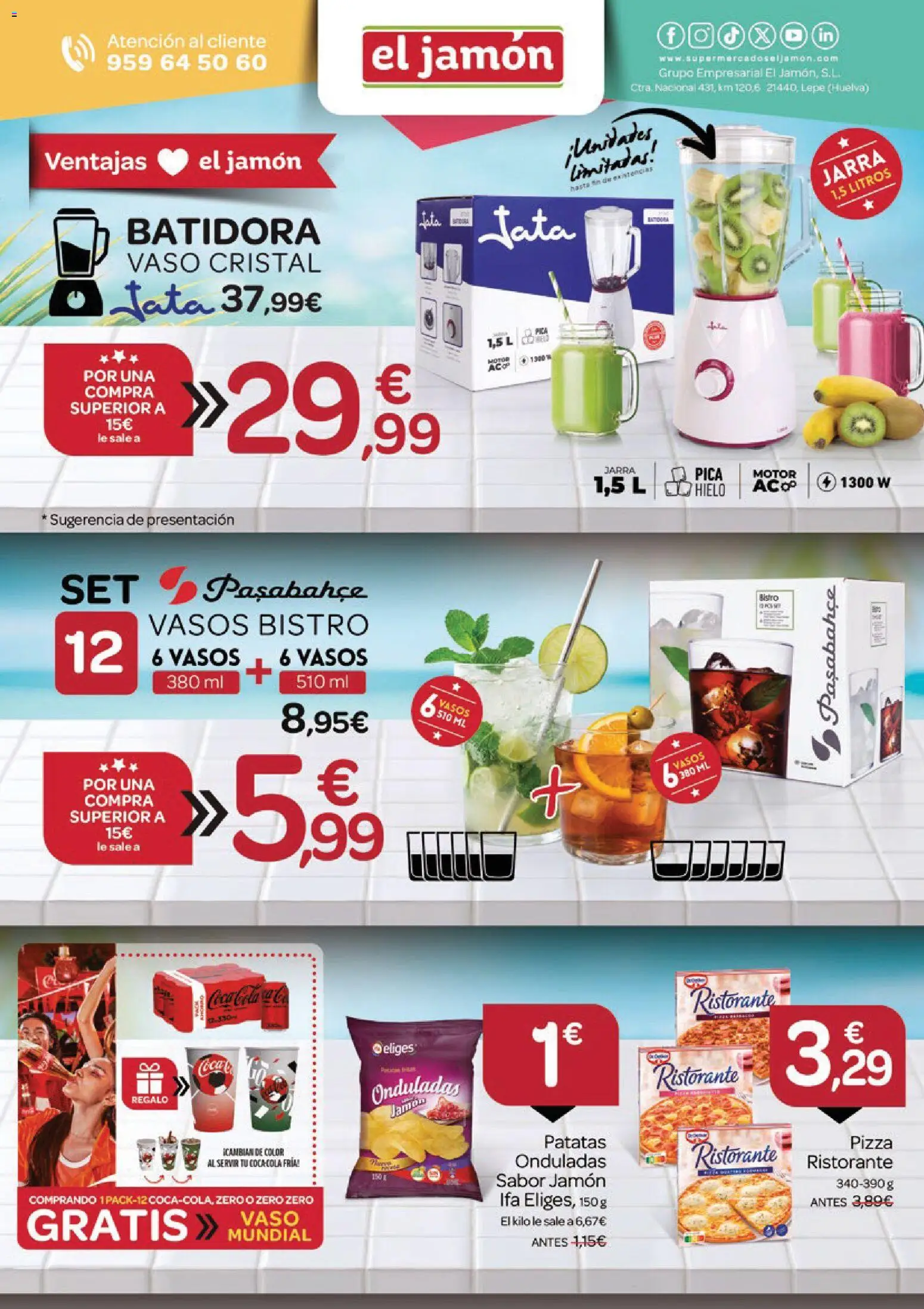 Supermercados El Jamón folleto │ válido desde el 28.05.2026 | Página: 40 | Productos: Ηλεκτρονικα ειδη, Jamón, Vasos, Batidora