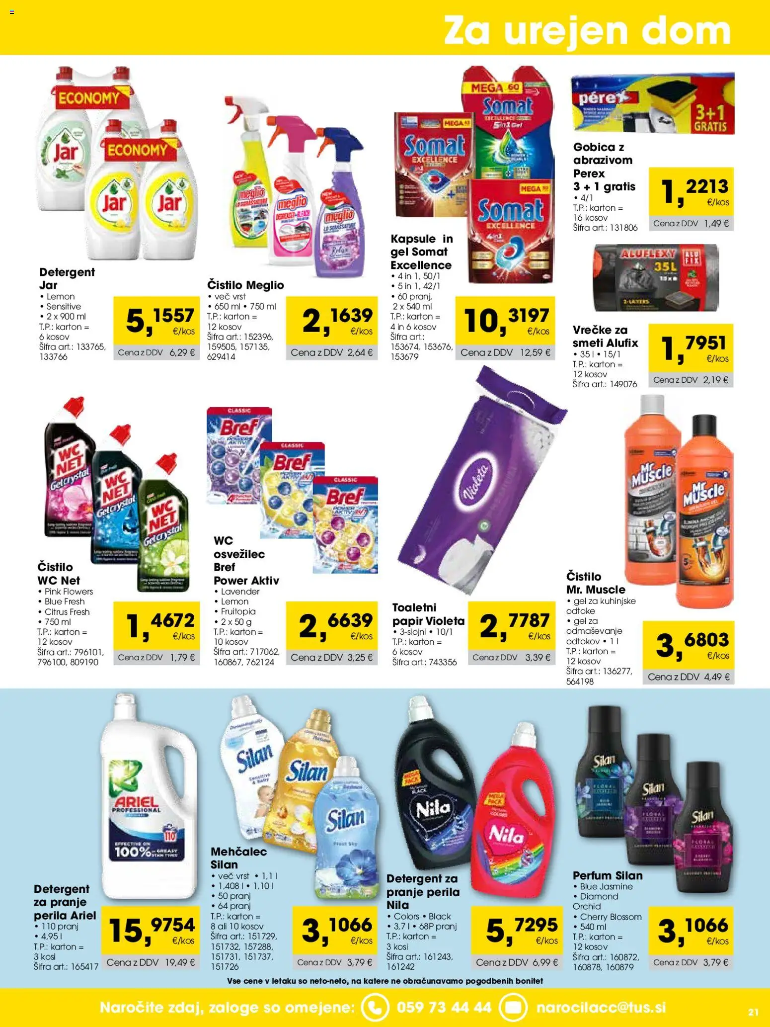 Novi Tuš katalog ponudbe – veljaven od 01.08.2026 | Stran: 21 | Izdelki: Mehčalec, Gobica, Detergent