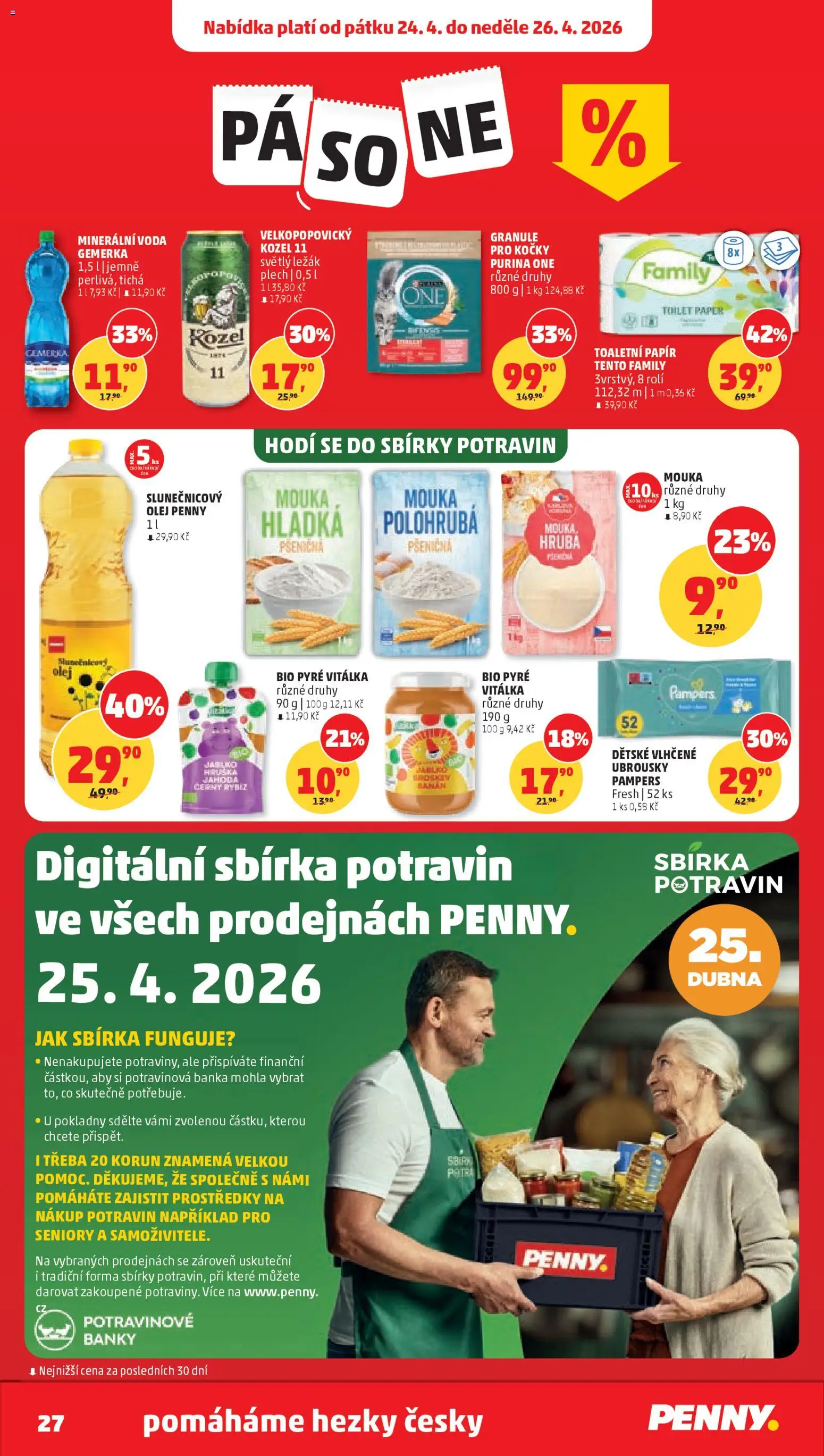 Penny Market leták od 22.04.2026 | Strana: 27 | Produkty: Purina, Plech, Granule pro kočky, Minerální voda