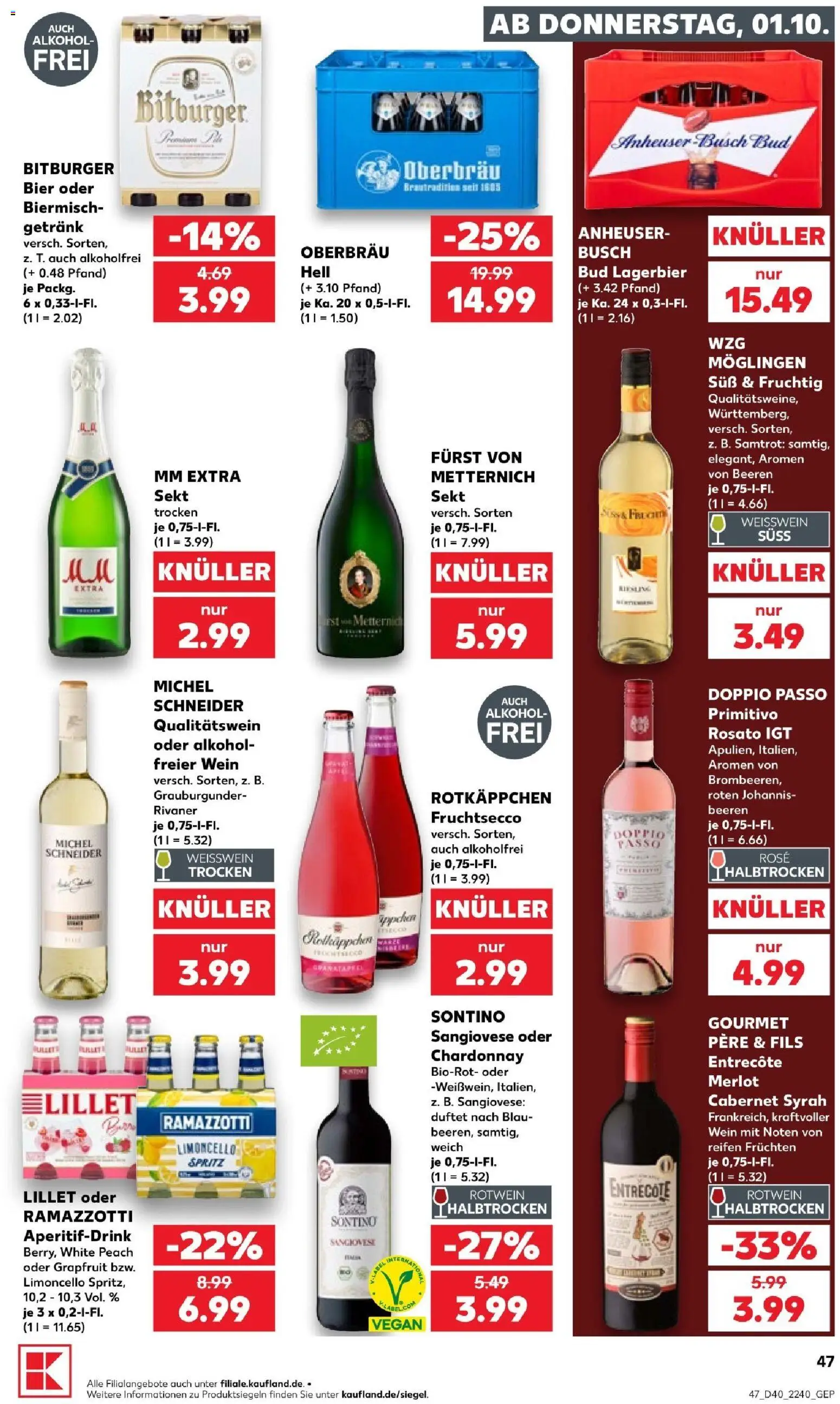 Kaufland Prospekt Stuttgart – gültig ab 01.10.2026 | Seite: 51 | Produkte: Weißwein, Weißwein trocken, Merlot, Doppio Passo