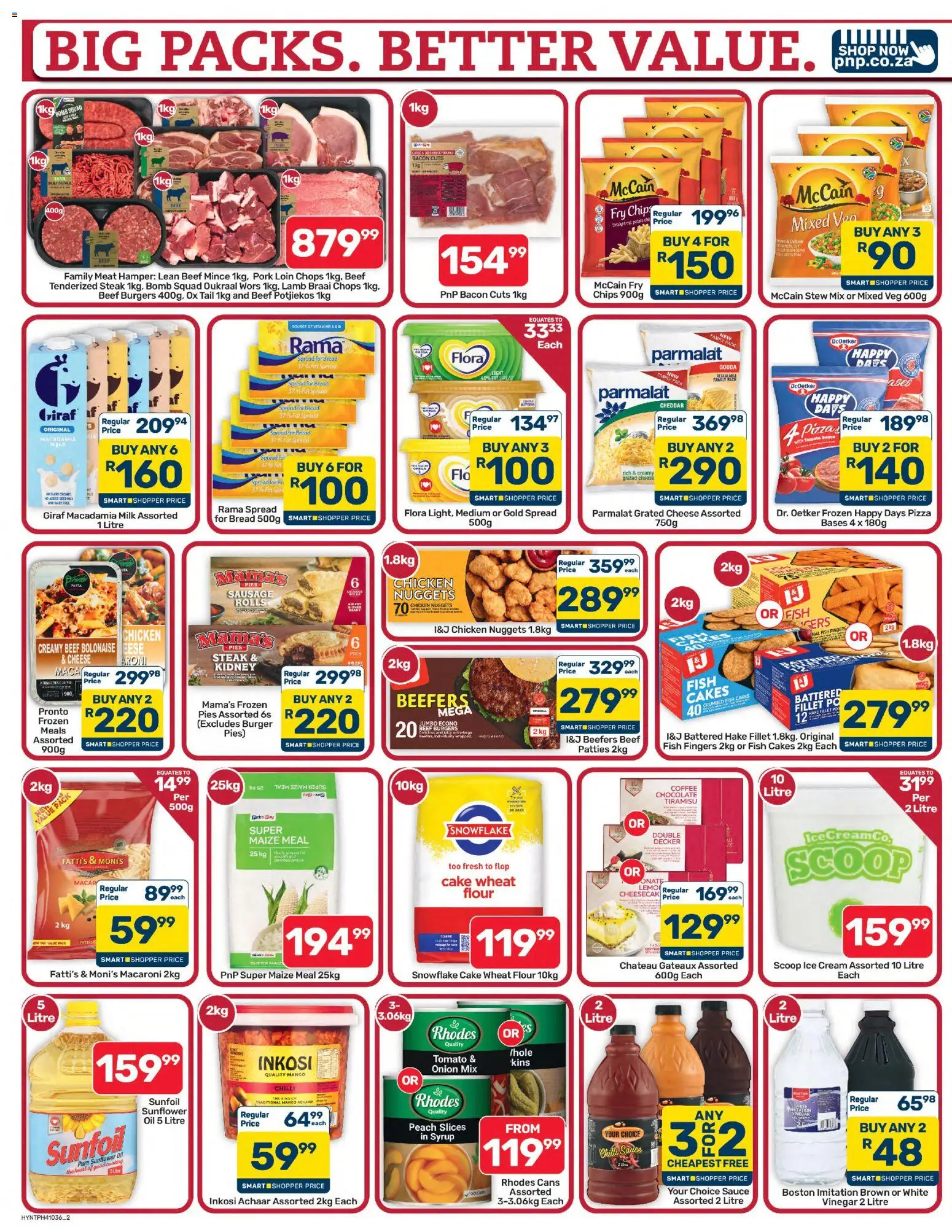 New Pick n Pay catalogue – valid from 13/07/2026 | Page: 2 | Products: Cake, Chips, Sausage, Chilli