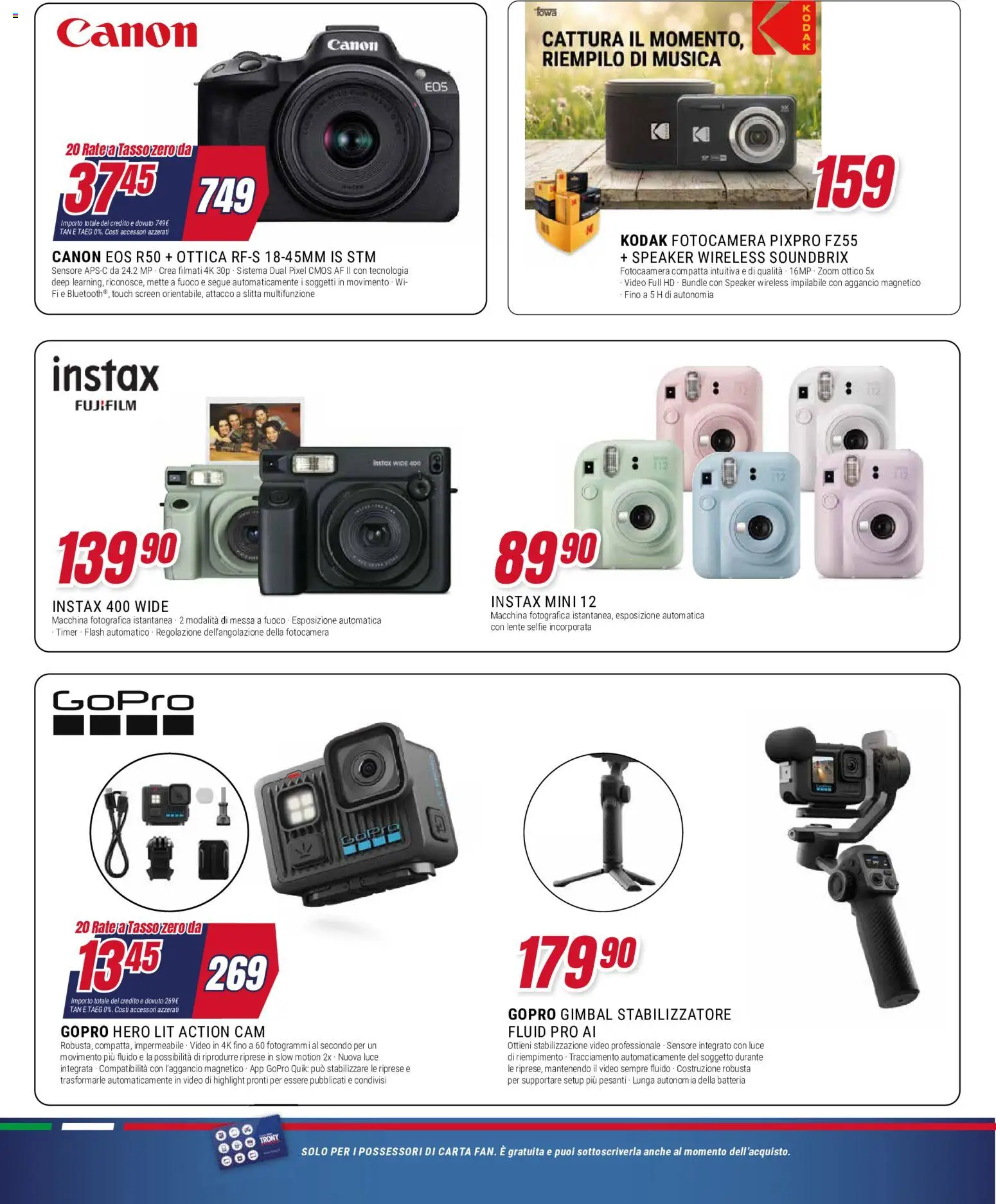 Volantino Trony del 21.05.2026 | Pagina: 9 | Prodotti: Action cam, Video, Fotocamera, Batteria