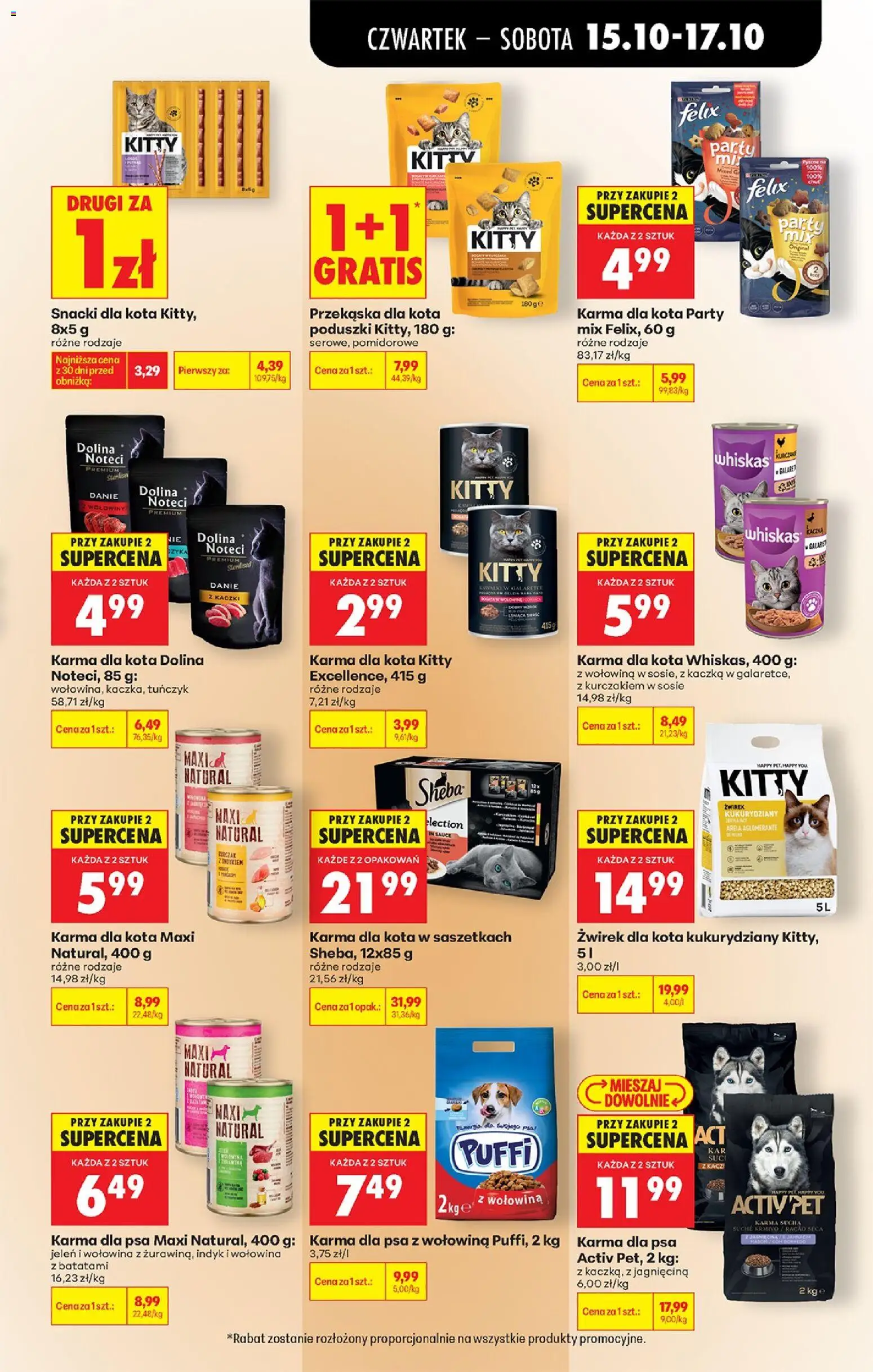 Biedronka gazetka - Czas na toast od 15.10.2026 | Strona: 81 | Produkty: Żwirek dla kota, Kaczka, Activ pet karma, Wołowina