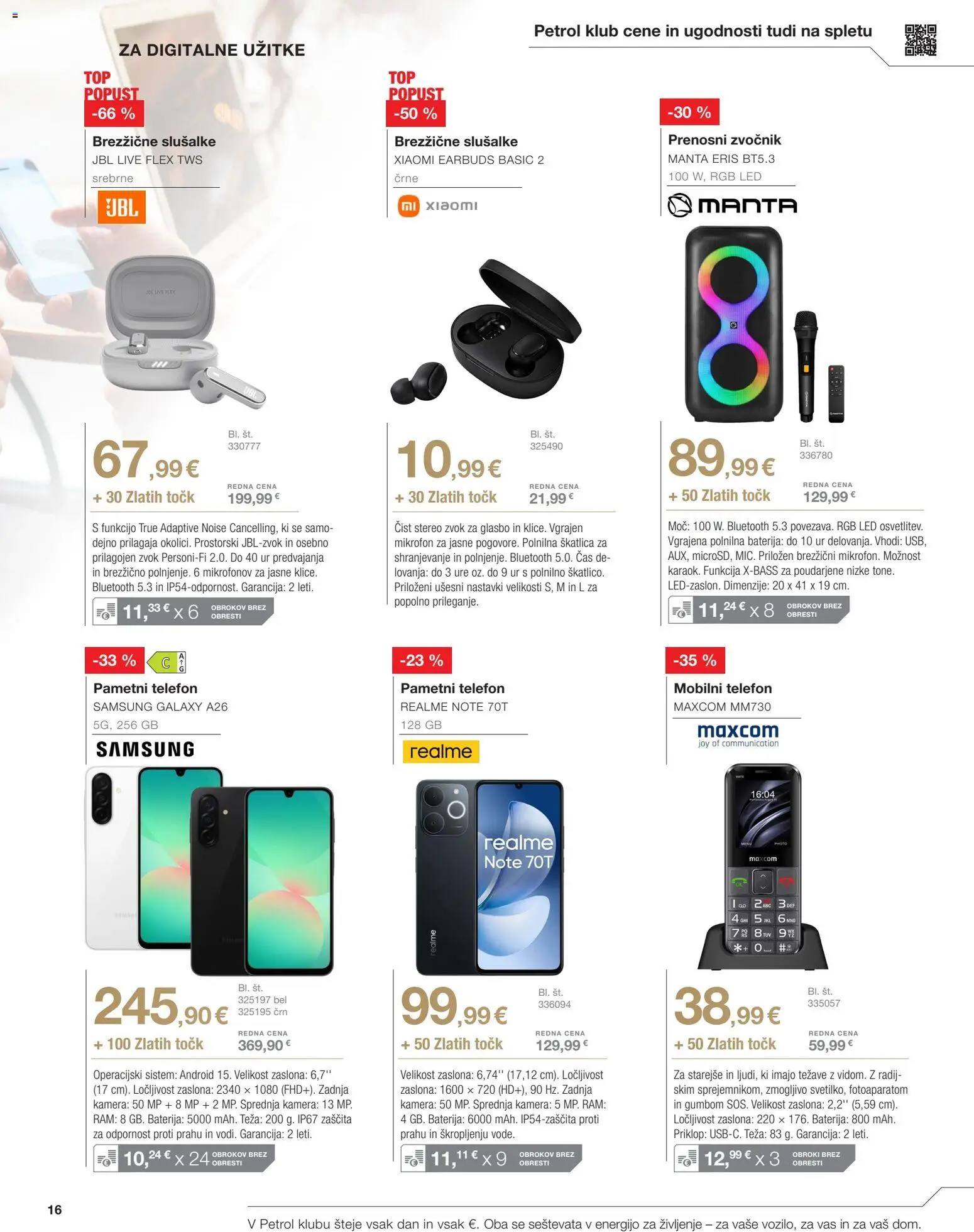 Novi Petrol katalog ponudbe – veljaven od 01.04.2026 | Stran: 16 | Izdelki: Pametni telefon, Baterija, Mikrofon, Teza