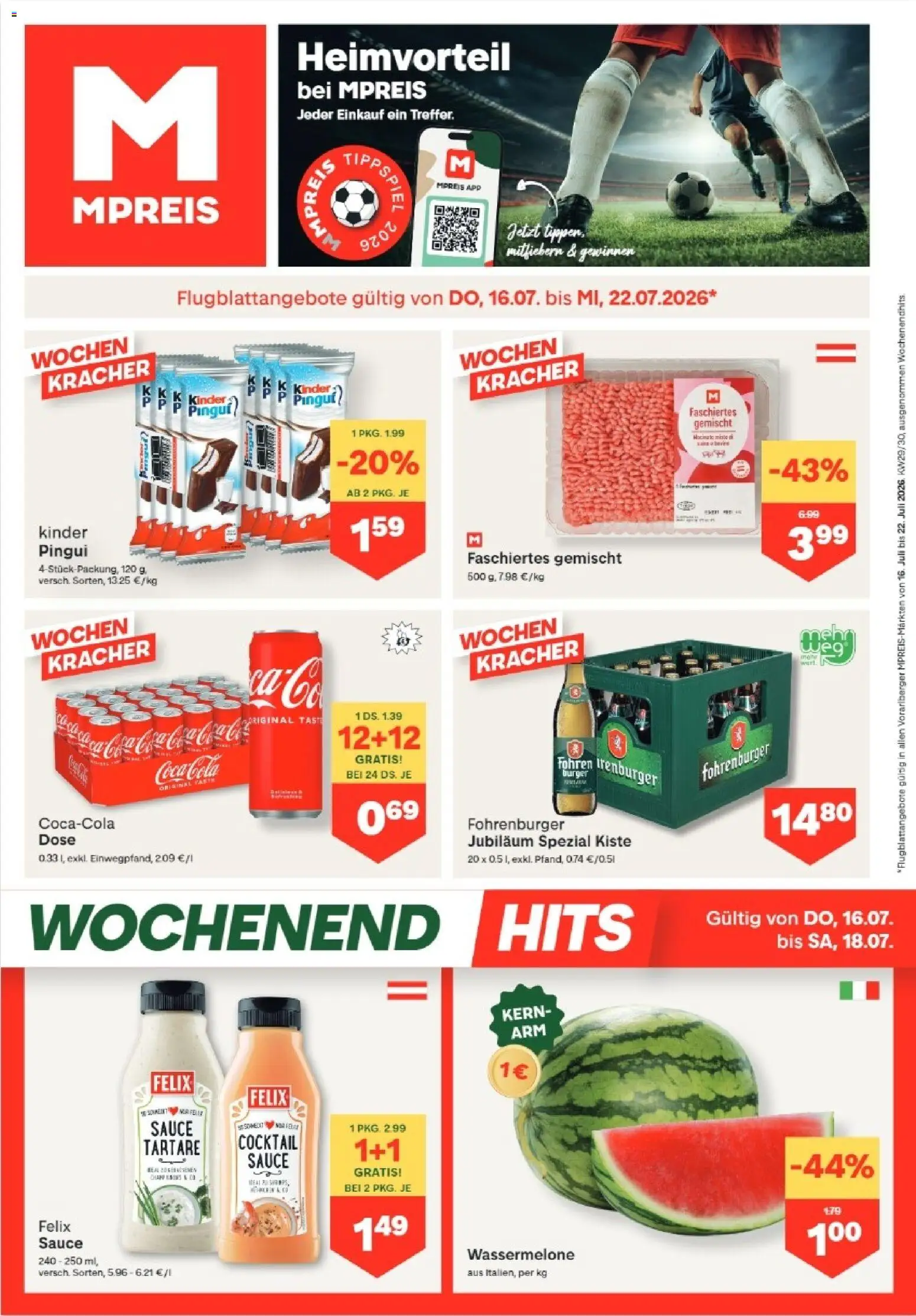 MPREIS Hohenems gültig ab 16.07.2026 | Seite: 1 | Produkte: Wassermelone