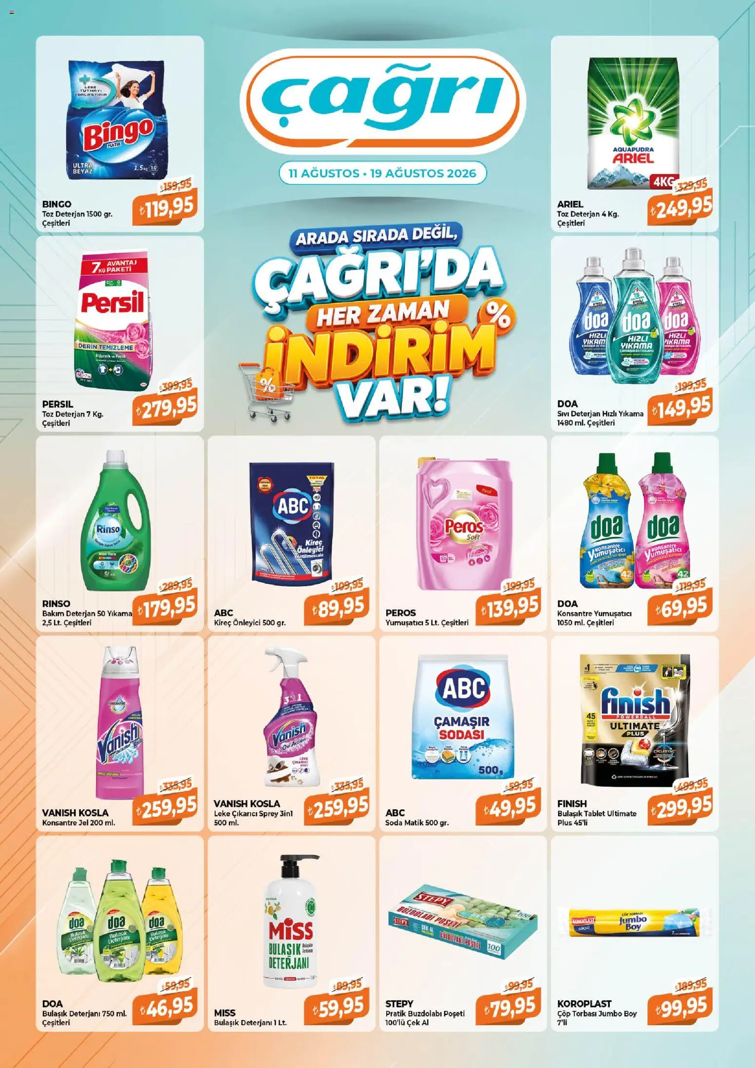 Çağrı Market Katalog - 11 Ağustos 2026 tarihinden itibaren geçerlidir | Sayfa: 6 | Ürünler: Çöp torbası, Leke çıkarıcı, Deterjan, Buzdolabı