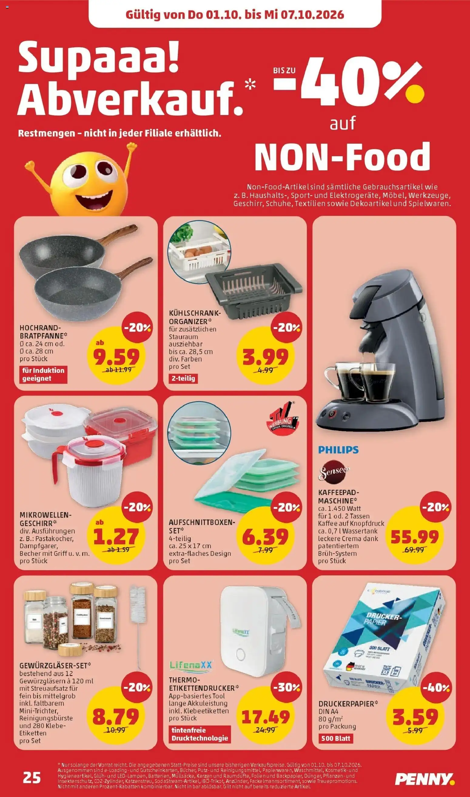Penny Markt Die ganze Woche sparen ab (01.10.2026) - Angebote, Prospekt | Seite: 25 | Produkte: Drucker, Kühlschrank, Kerzen, Kaffee