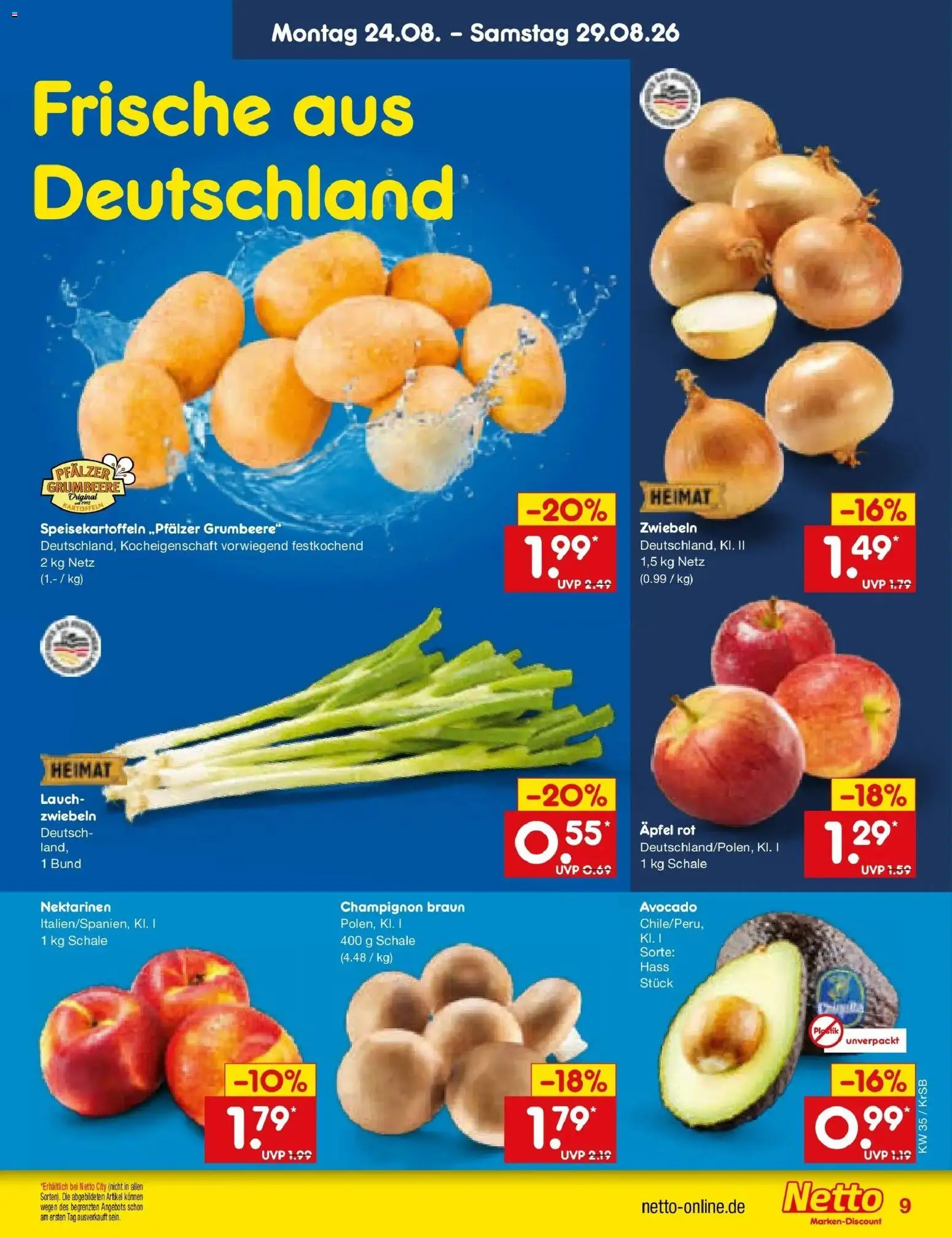 Netto Marken-Discount Prospekt Baesweiler – gültig ab 24.08.2026 | Seite: 11 | Produkte: Äpfel, Avocado, Kartoffeln, Lauch