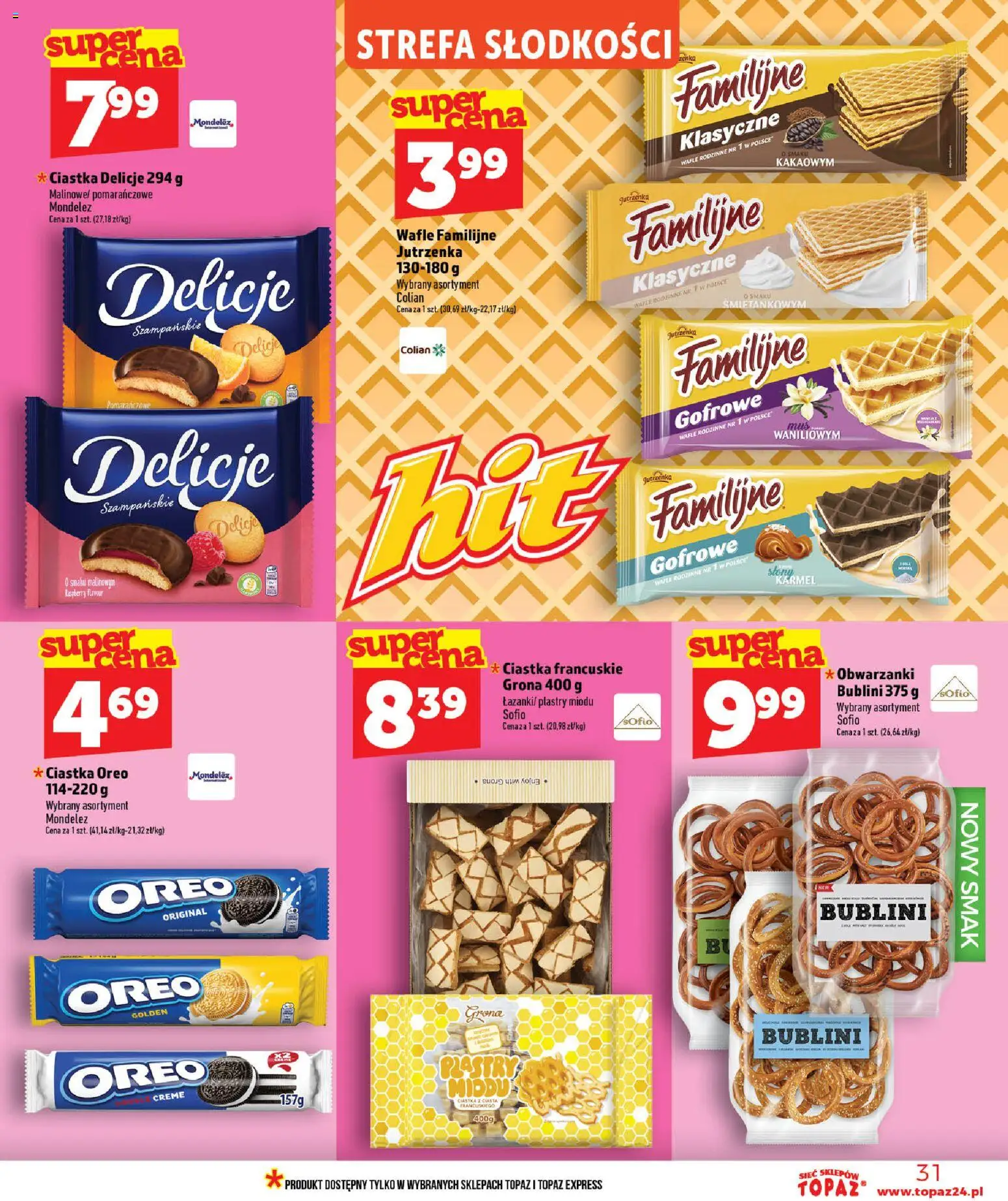 Topaz gazetka - MAZ od 16.07.2026 | Strona: 31 | Produkty: Wafle, Ciastka Oreo, Ciastka