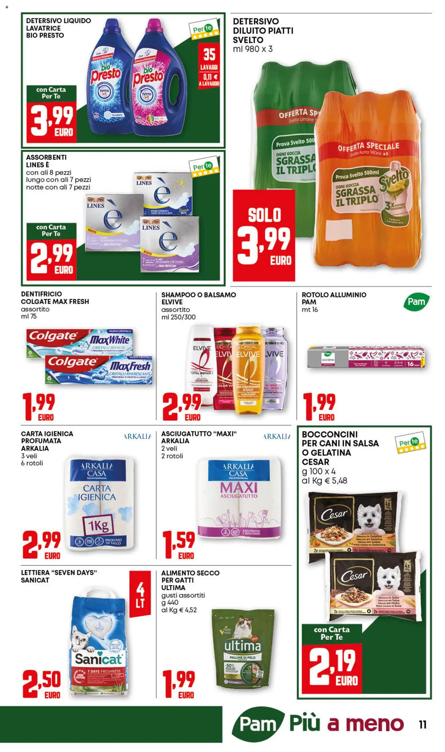 Volantino PAM del 27/08/2026 | Pagina: 11 | Prodotti: Piatti, Salsa, Cocco, Assorbenti