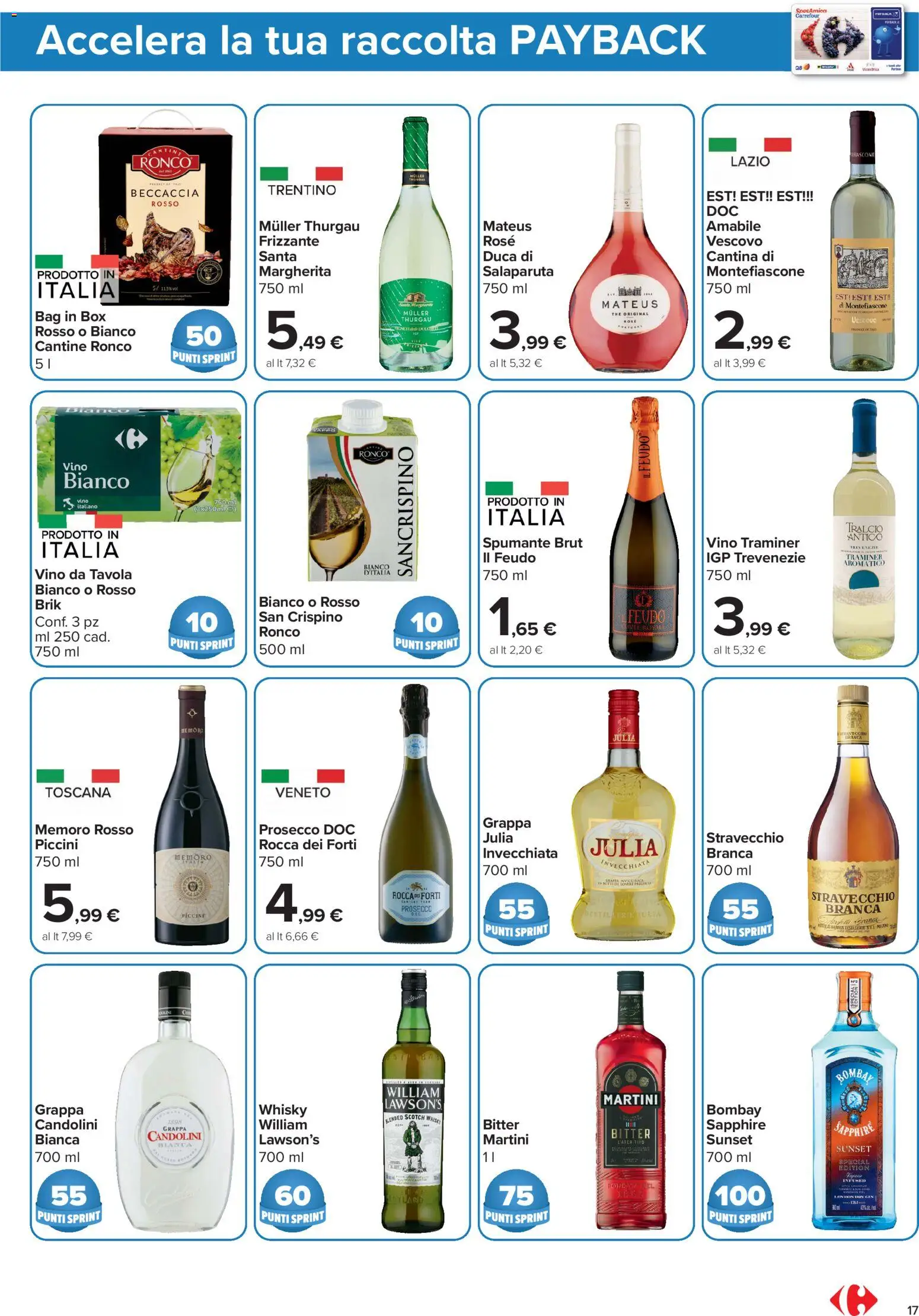 Volantino Carrefour del 23/10/2026 | Pagina: 17 | Prodotti: Prosecco, Whisky, Vino, Spumante