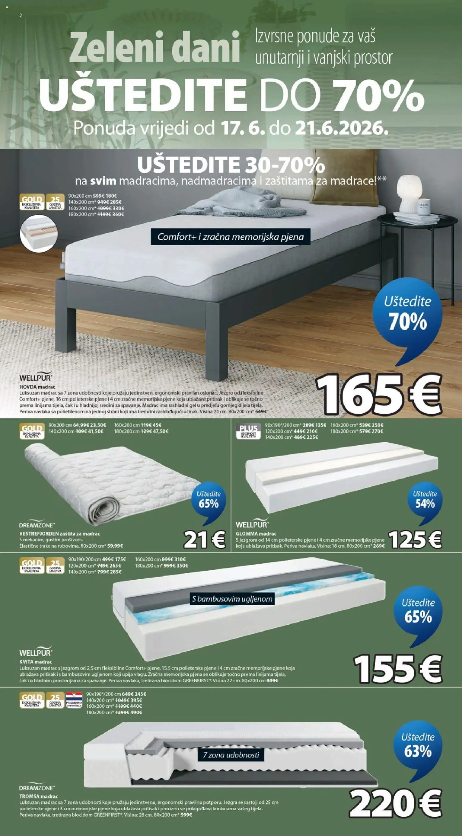 JYSK katalog | vrijedi od 17.06.2026 | Stranica: 2 | Proizvodi: Madrac, Elastične trake