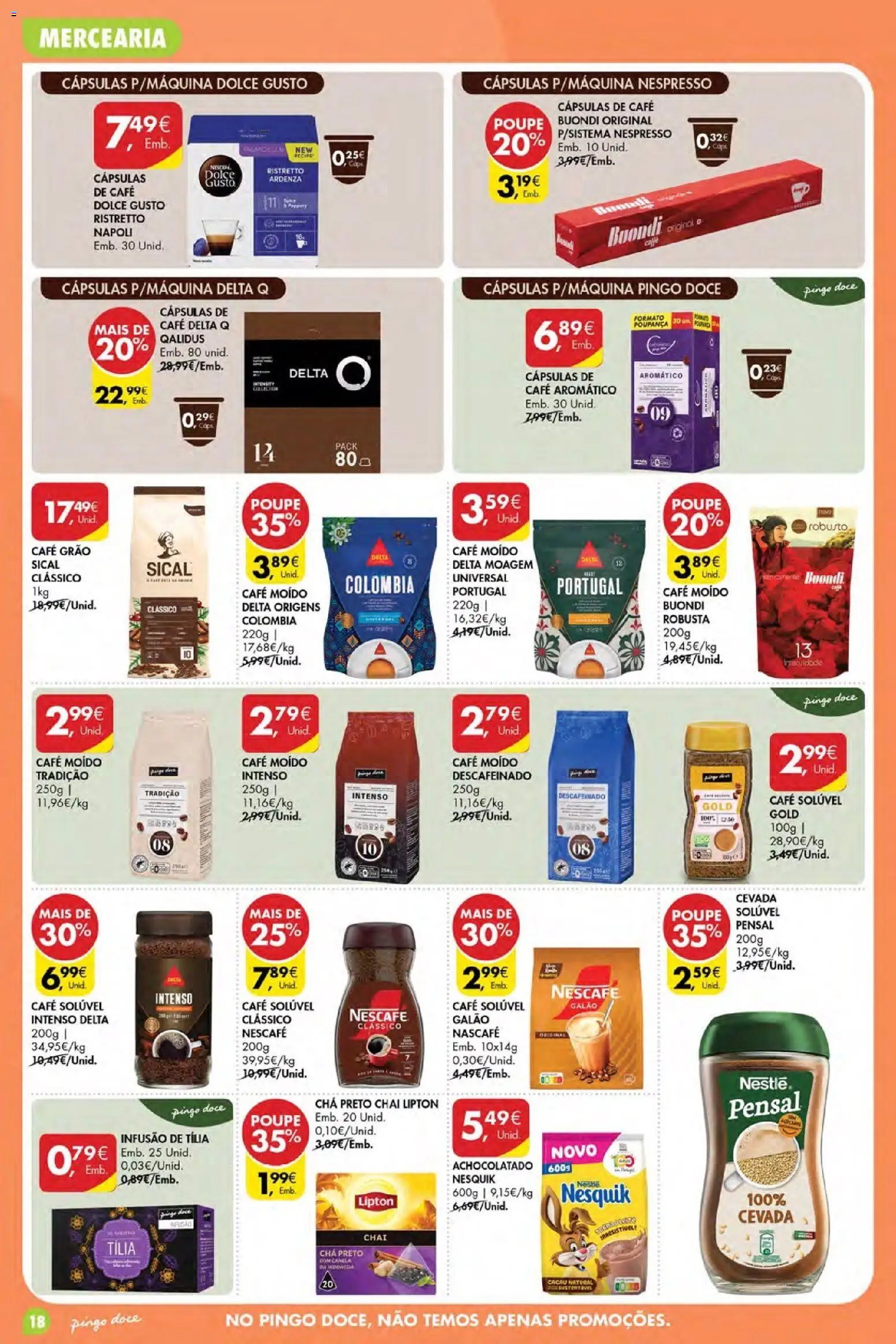 Pingo Doce Poupe Esta Semana Açores │ válido de 28.05.2026 | Página: 18 | Produtos: Cafe buondi, Chocolate, Chá, Dolce gusto