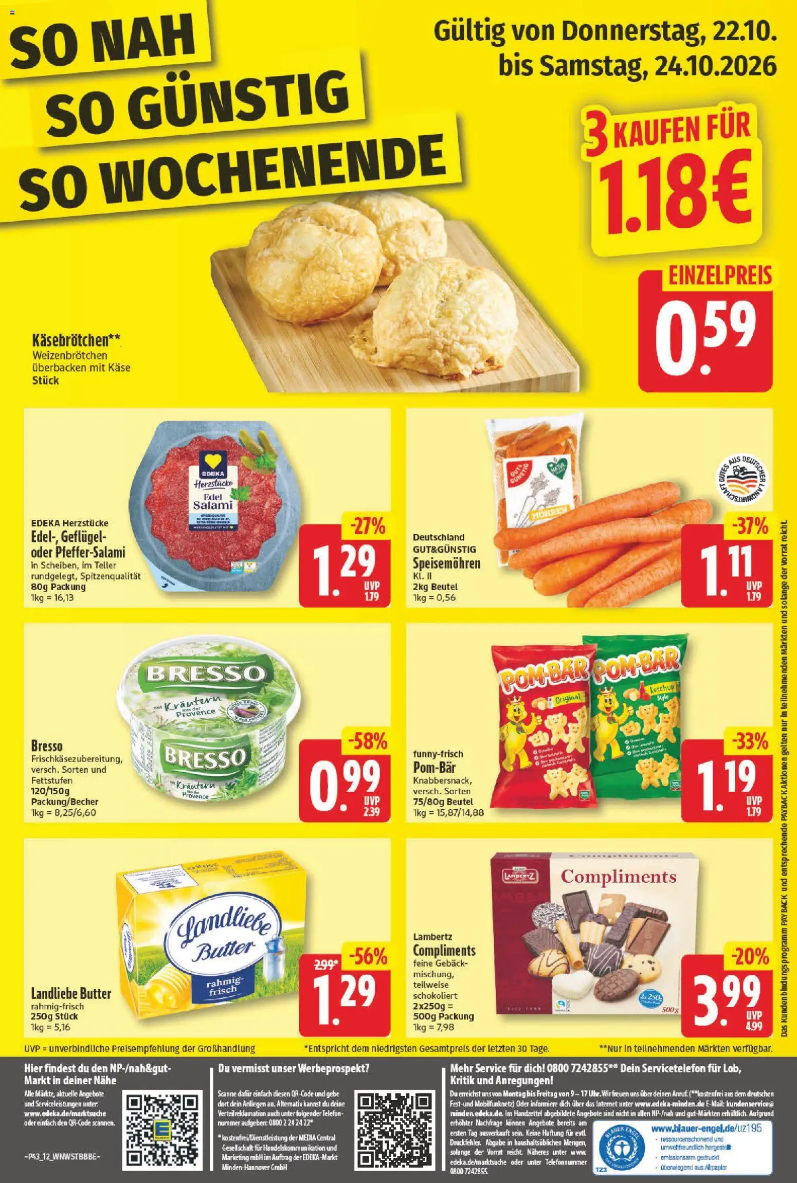 NP Discount Prospekt – gültig ab 19.10.2026 | Seite: 12 | Produkte: Käse, Landliebe butter, Bresso, Salami