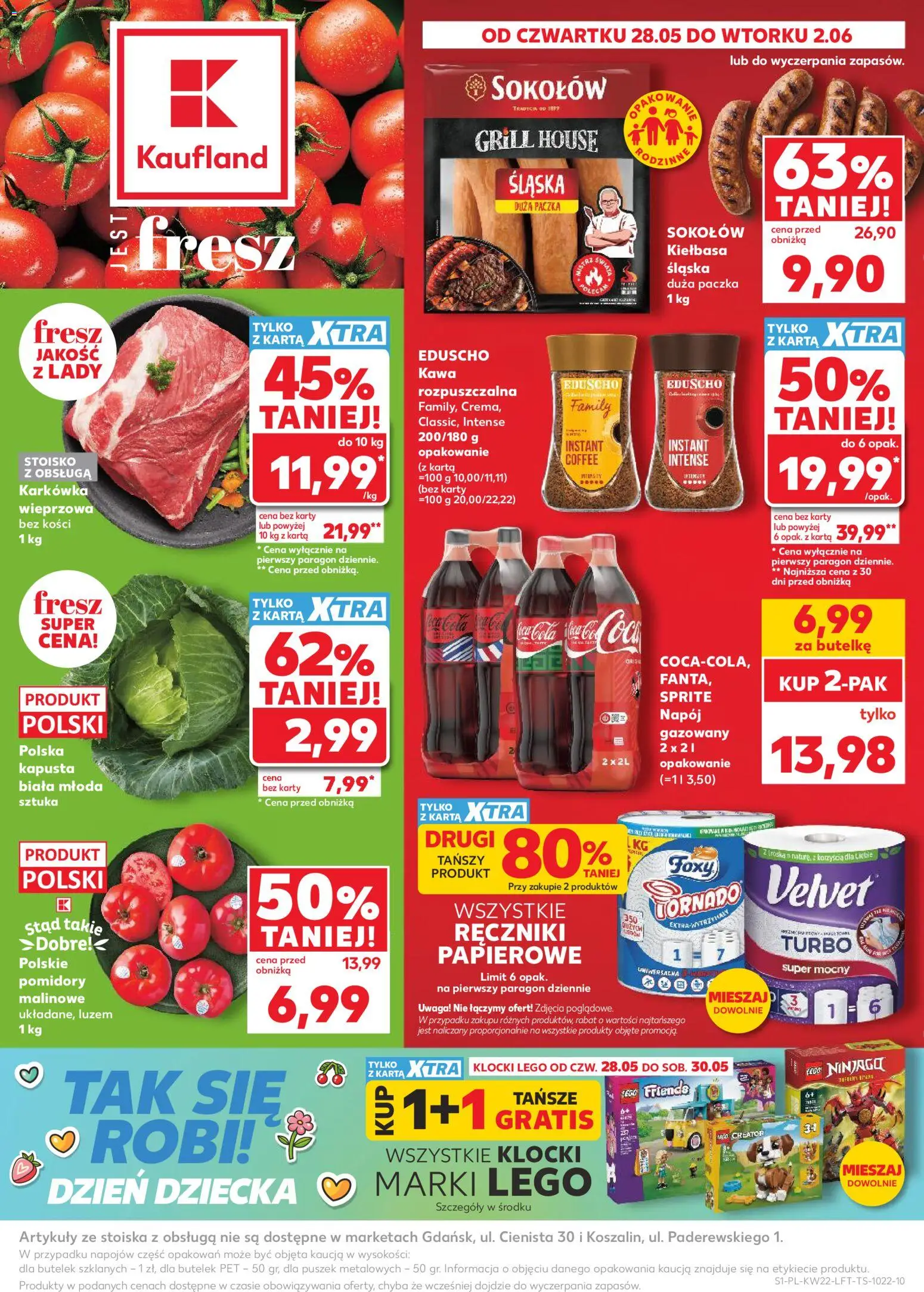 Kaufland gazetka od 28.05.2026 | Strona: 1 | Produkty: Karta, Karkówka, Lego, Kawa