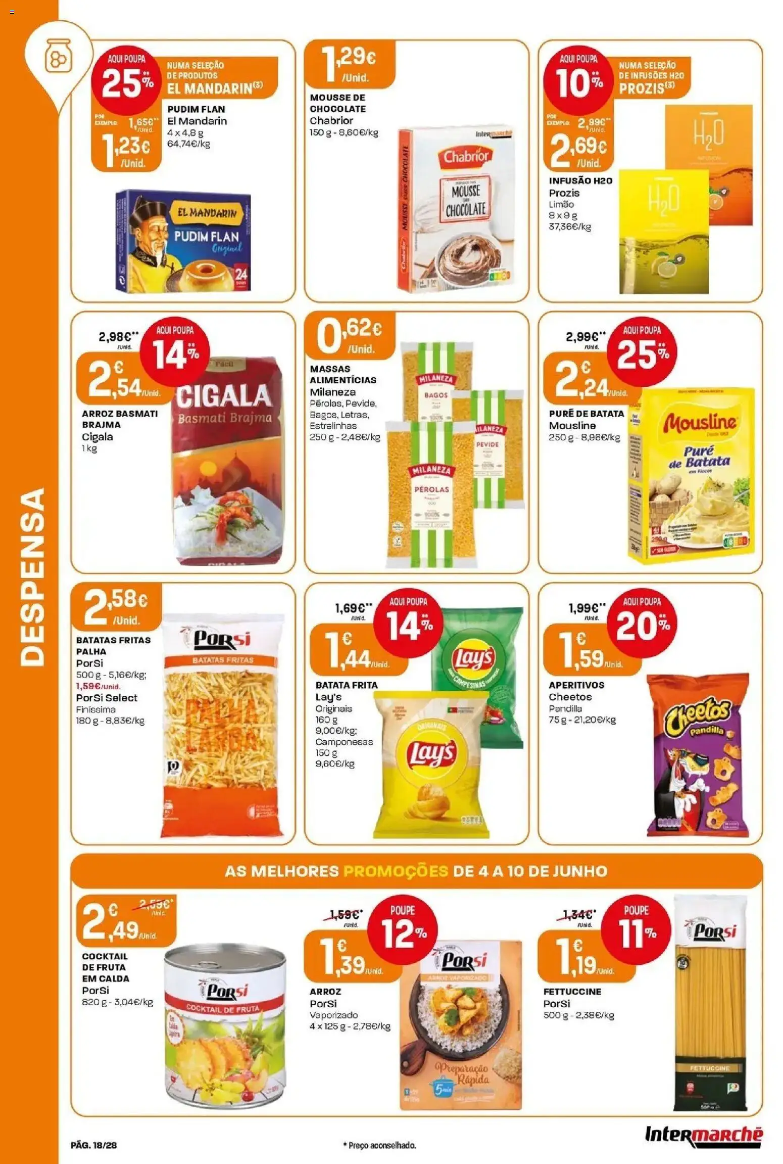 Intermarché - Isto é que são preços BAIXOS │ válido de 04/06/2026 | Página: 18 | Produtos: Milaneza, Batata frita, Arroz basmati, Pudim