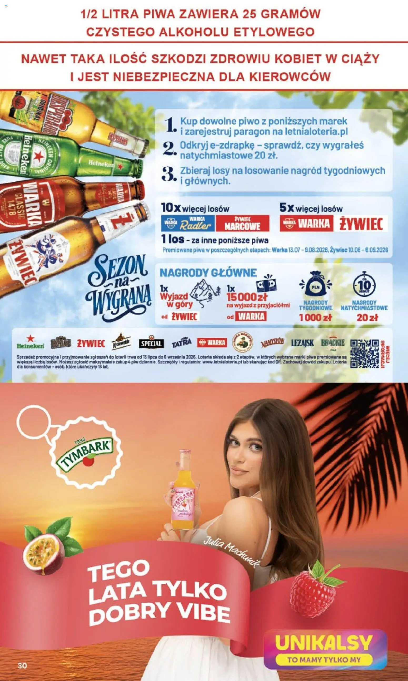 Delikatesy Centrum gazetka - Sklepy Własne od 20.08.2026 | Strona: 30 | Produkty: Tymbark, Warka, Piwo, Heineken