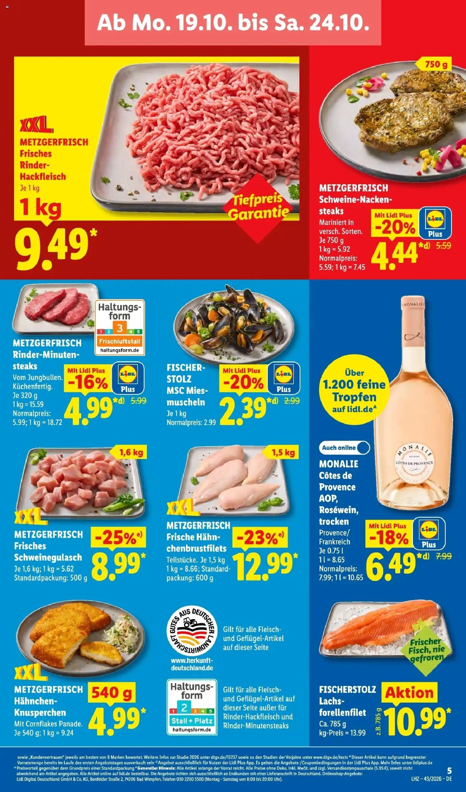 Lidl Prospekt Hof-innenstadt – gültig ab 19.10.2026 | Seite: 11 | Produkte: Schweinegulasch, Cornflakes, Schweinenacken, Hackfleisch