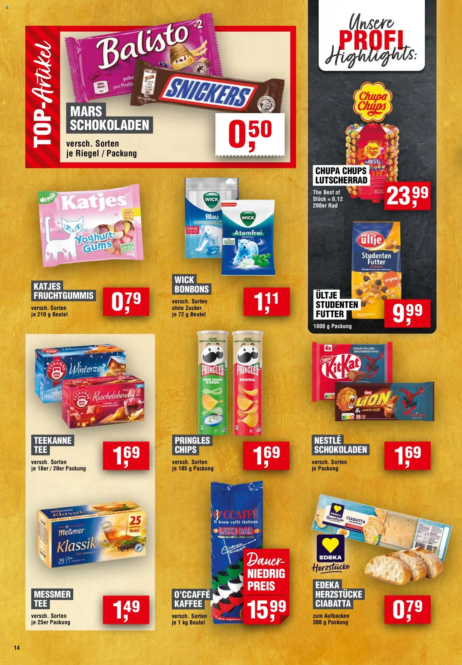 Handelshof Prospekt – gültig ab 12.11.2026 | Seite: 14 | Produkte: Messmer, Zucker, Teekanne, Pringles