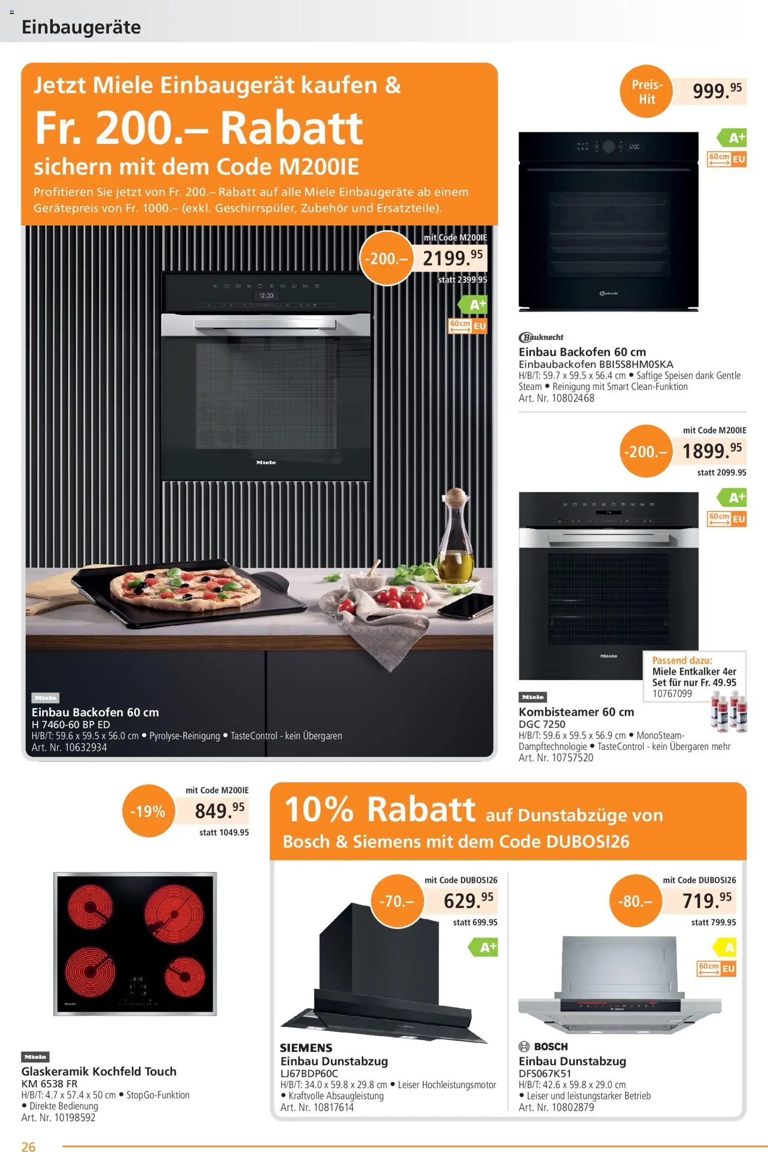 Fust aktionen – gültig ab 24.08.2026 | Seite: 26 | Produkte: Dunstabzug, Miele, Bosch, Siemens