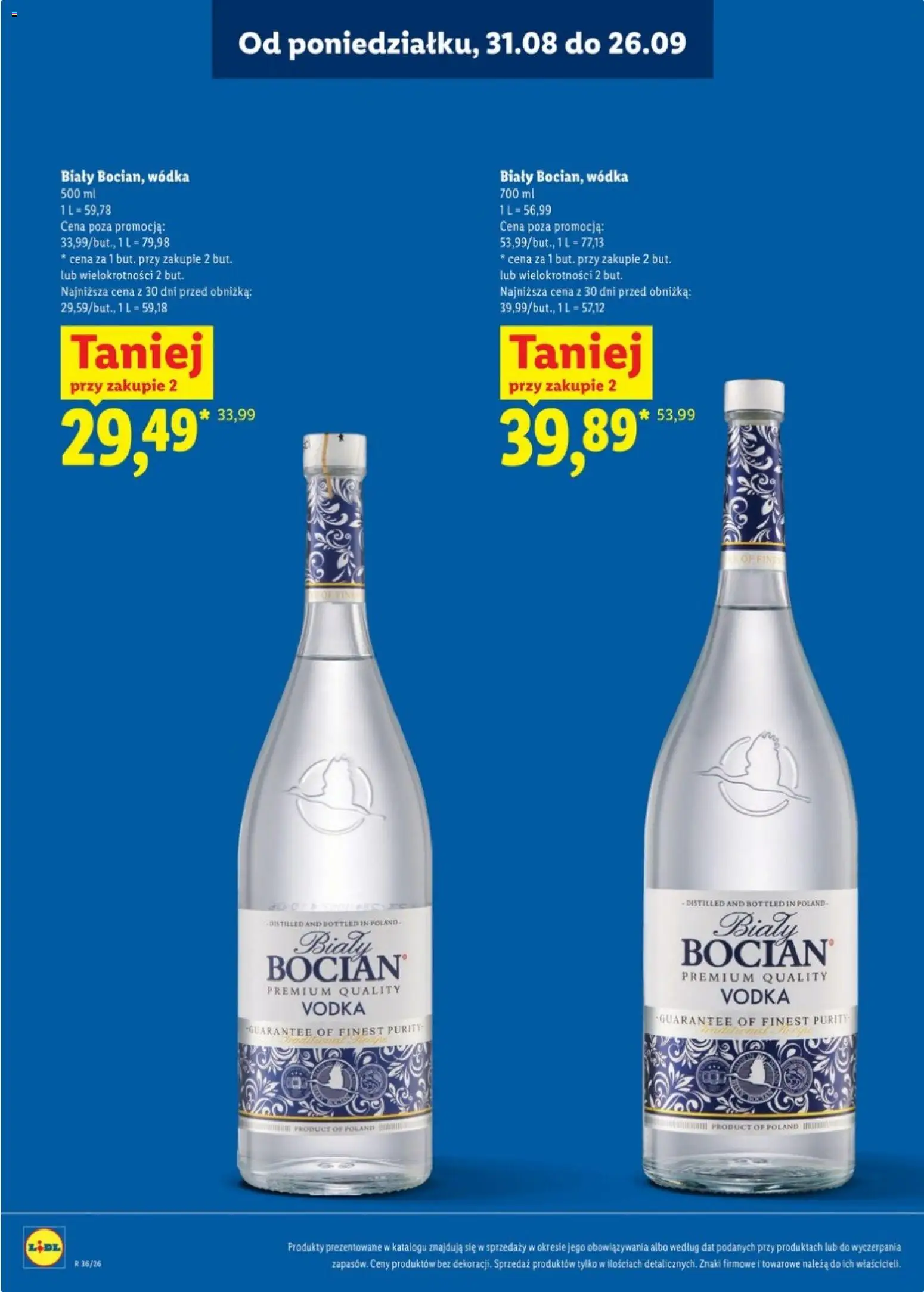 Lidl Katalog alkoholi mocnych od 31.08.2026 | Strona: 6 | Produkty: Vodka, Wódka, Biały Bocian
