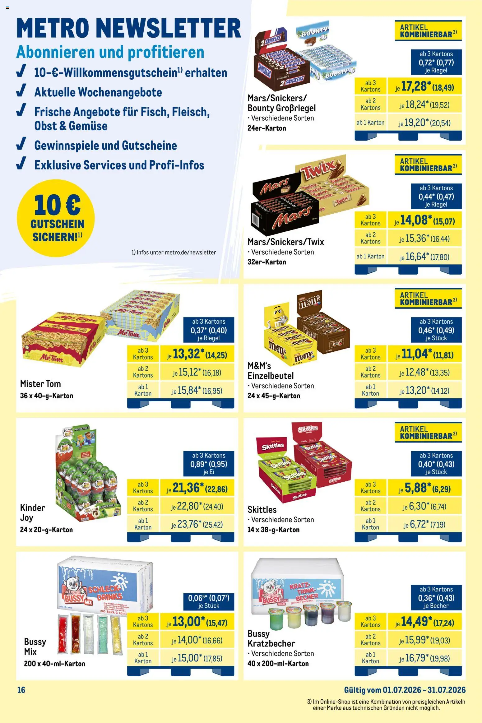 Metro  Monats-Mix – gültig ab 01.07.2026 | Seite: 16 | Produkte: Snickers, Mars, Twix, Obst