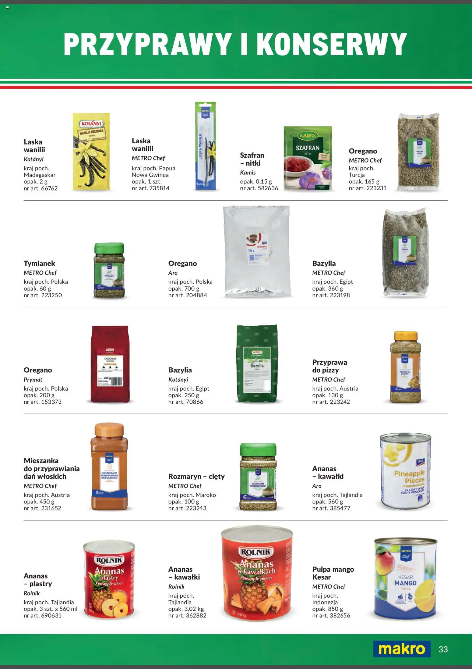 Makro Gazetka - Italia od 01.02.2026 | Strona: 33 | Produkty: Mango, Oregano, Laska wanilii, Tymianek