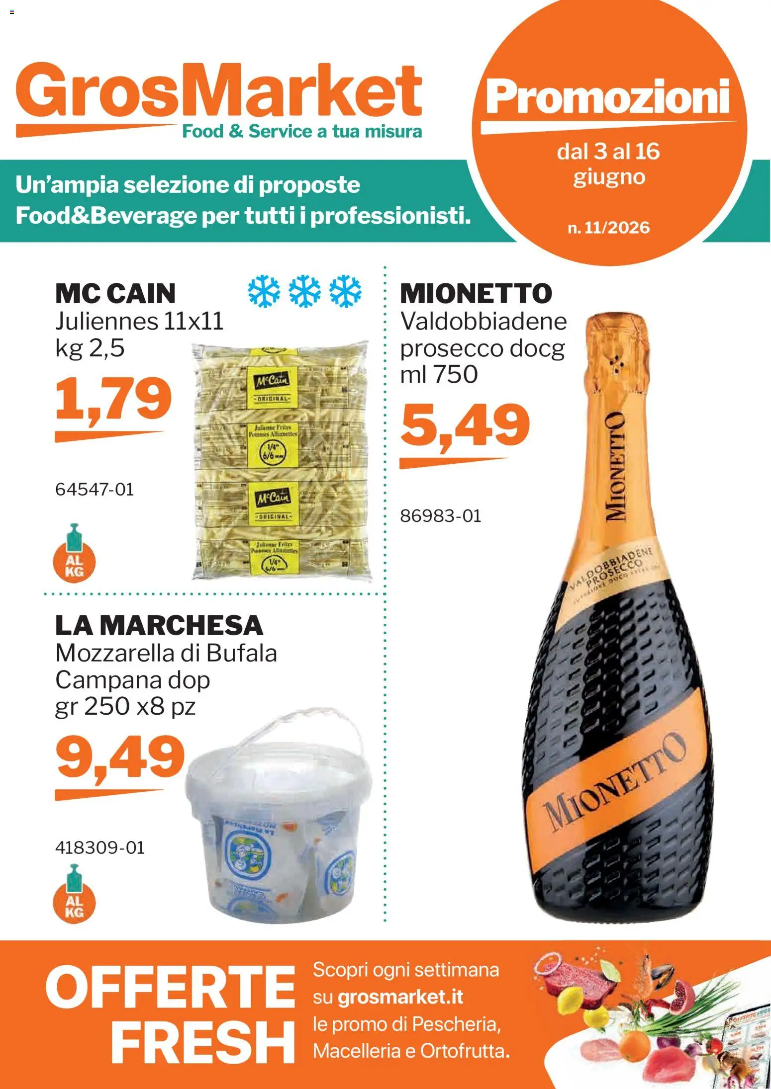 Volantino Sogegross del 03.06.2026 | Pagina: 1 | Prodotti: Prosecco, Mozzarella