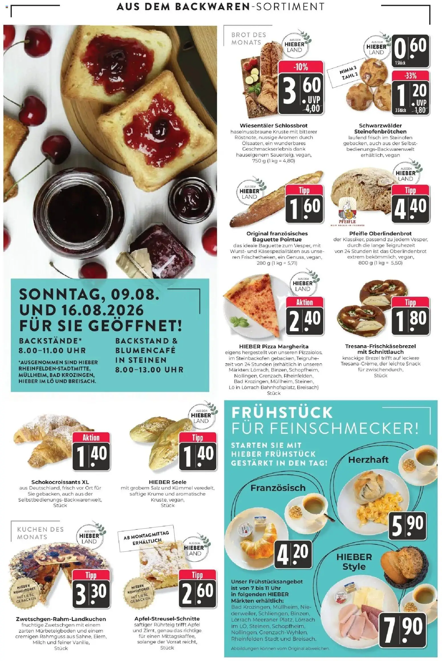 E center Prospekt Lörrach (ab 10.08.2026) zum Blättern | Seite: 6 | Produkte: Zwetschgen, Wurst, Pizza, Uhr