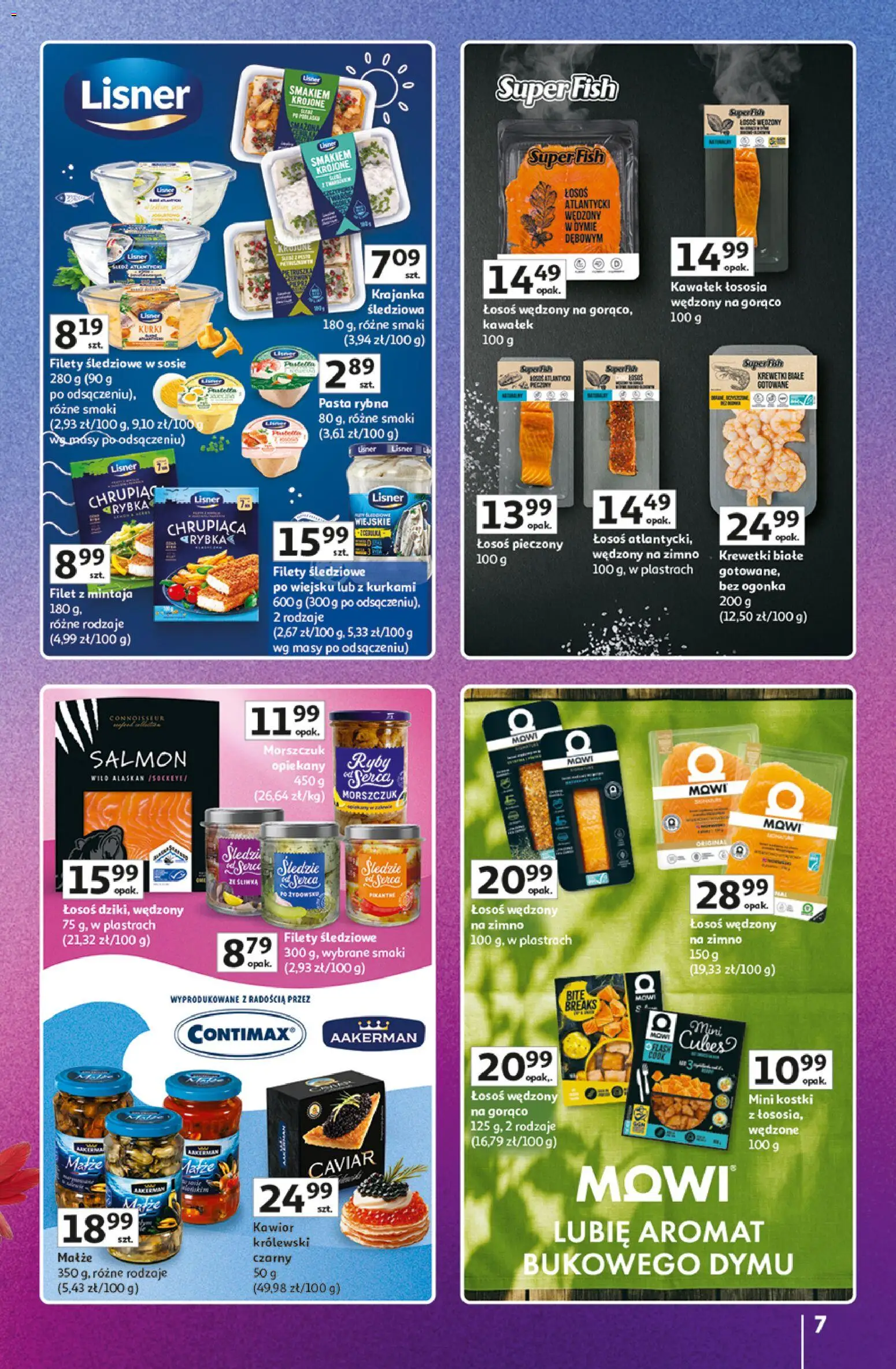 Auchan gazetka - Znane Marki Hipermarket od 11.06.2026 | Strona: 7 | Produkty: Łosoś atlantycki, Krewetki, Łosoś, Morszczuk